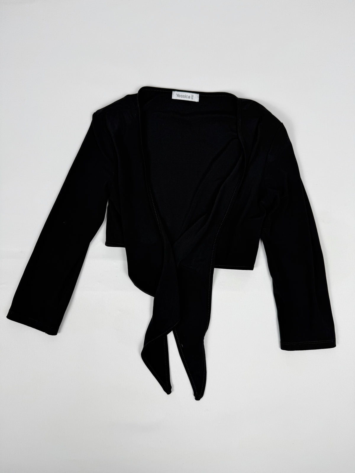Black tie up long sleeves top (S)