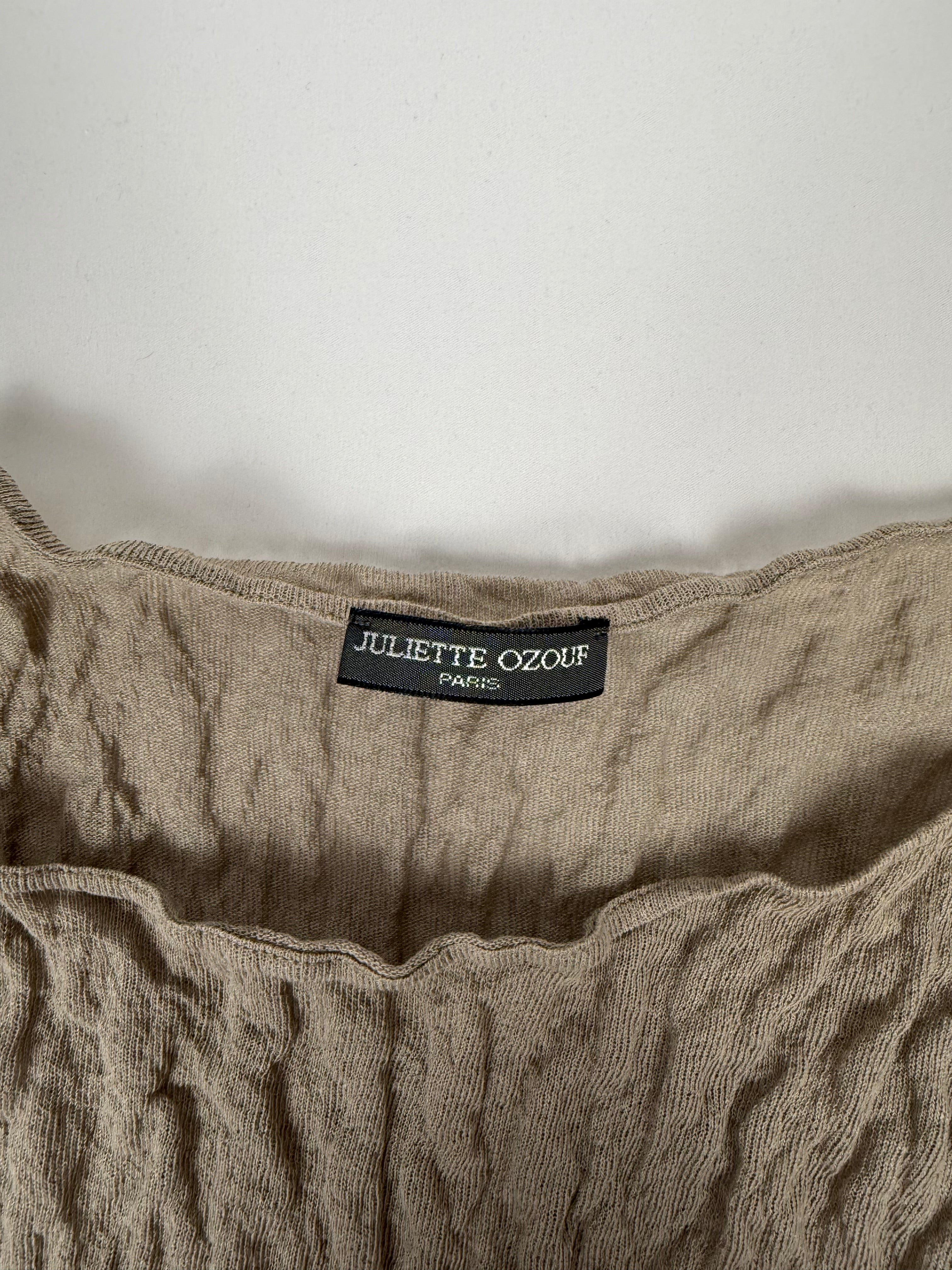 Khaki ruched asymmetric top (M)