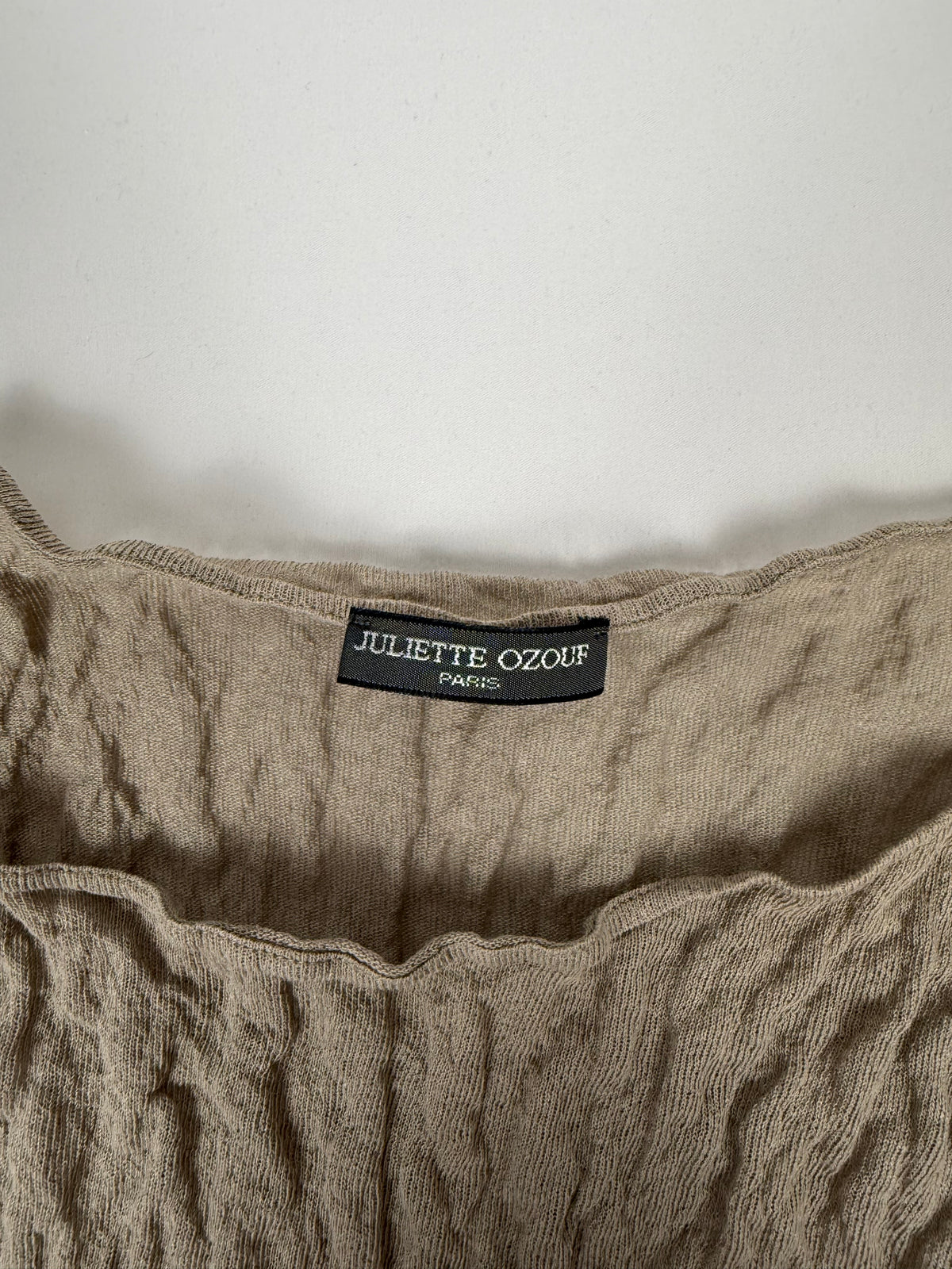 Khaki ruched asymmetric top (M)