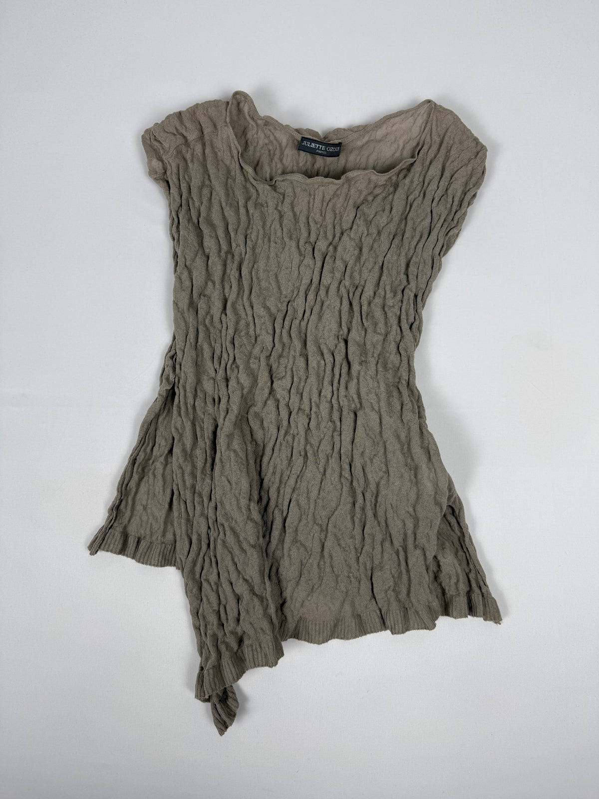 Khaki ruched asymmetric top (M)