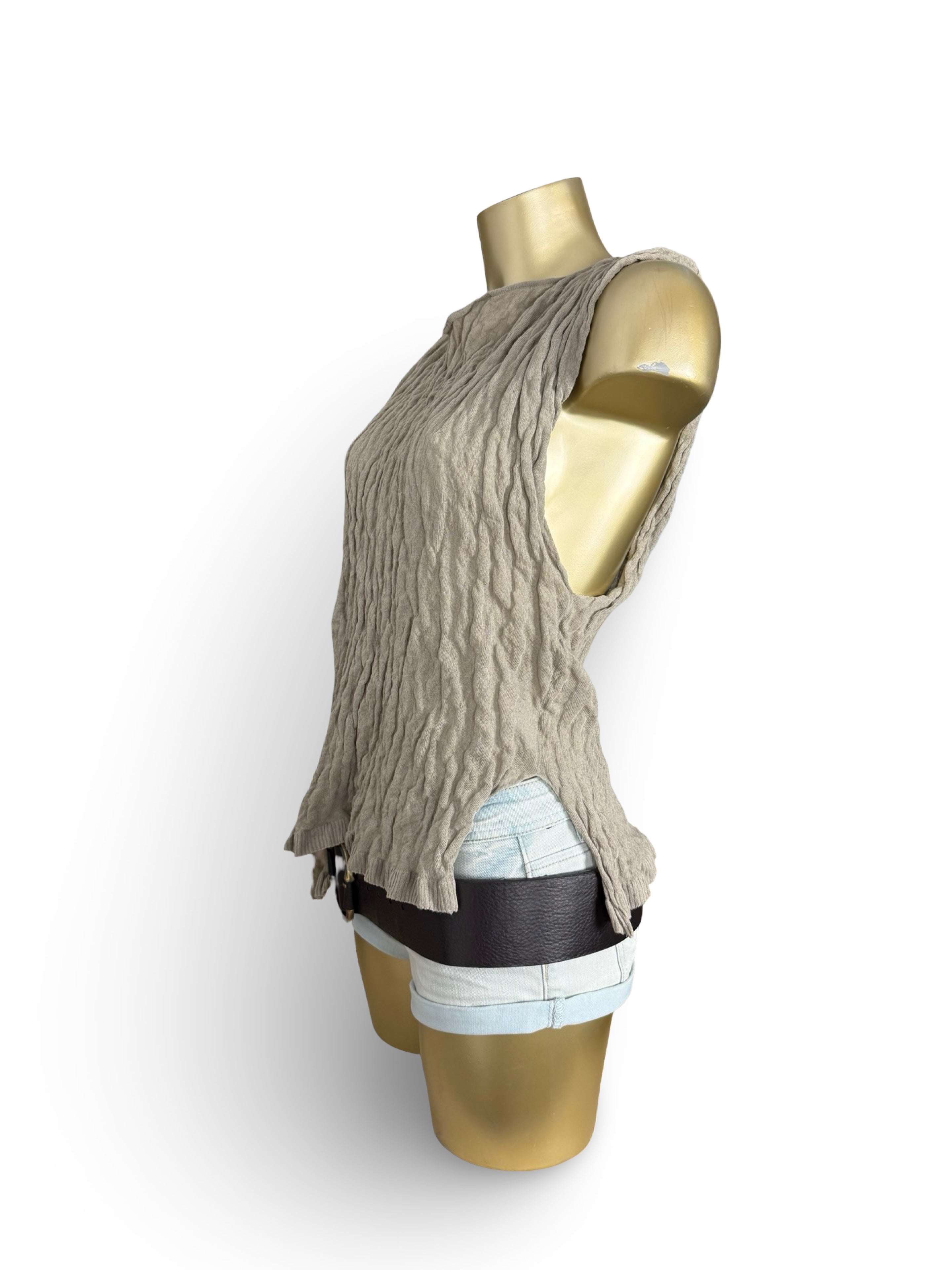 Khaki ruched asymmetric top (M)