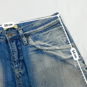 Blue denim low rise mini skirt (S)