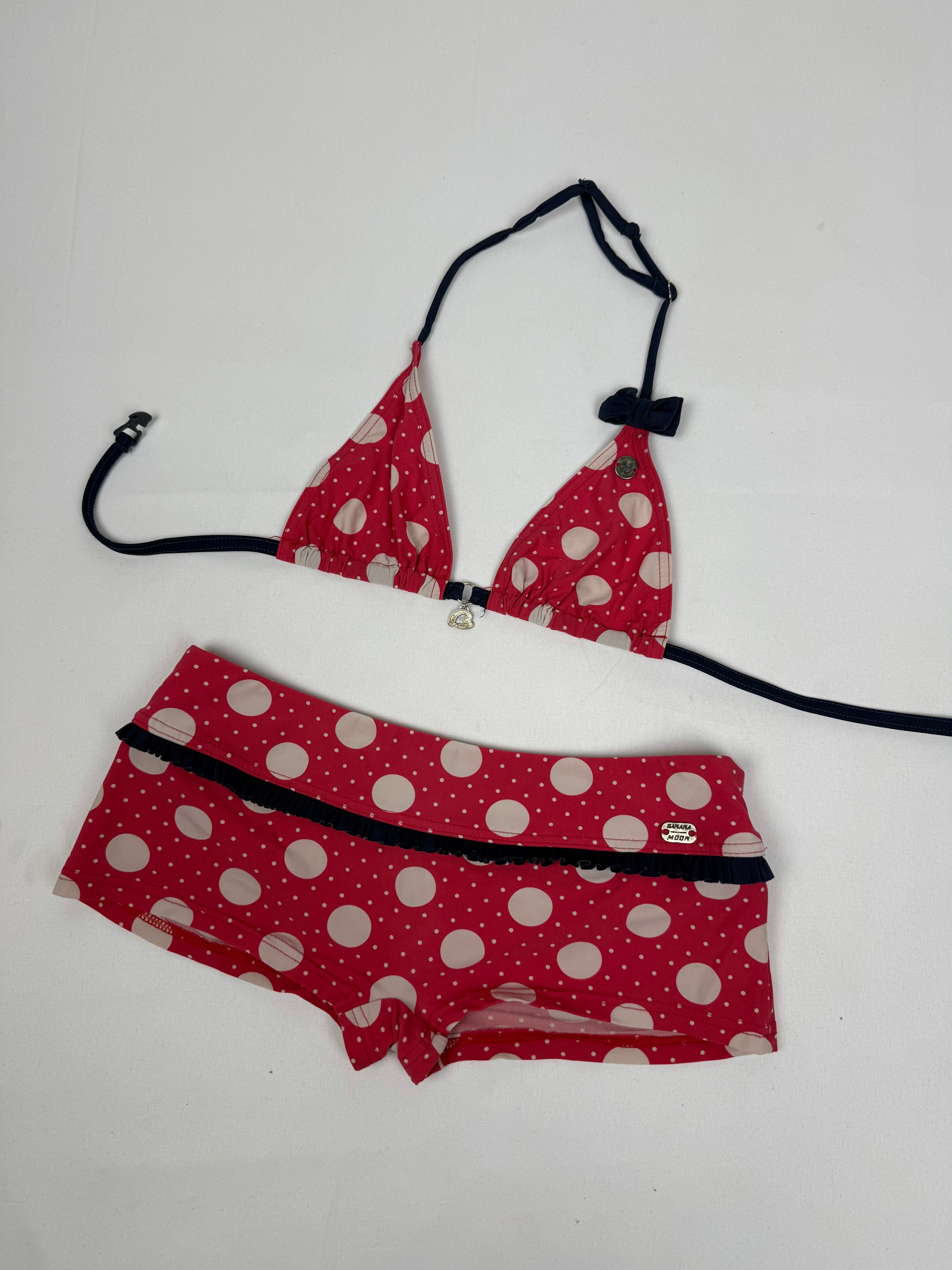 Red polka dots low rise shorty bikini set (XS)