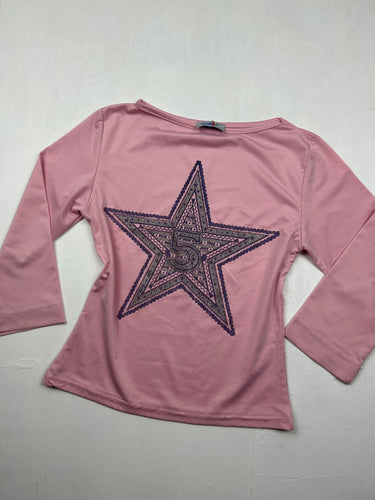 Pink asymmetric long sleeves top (S)