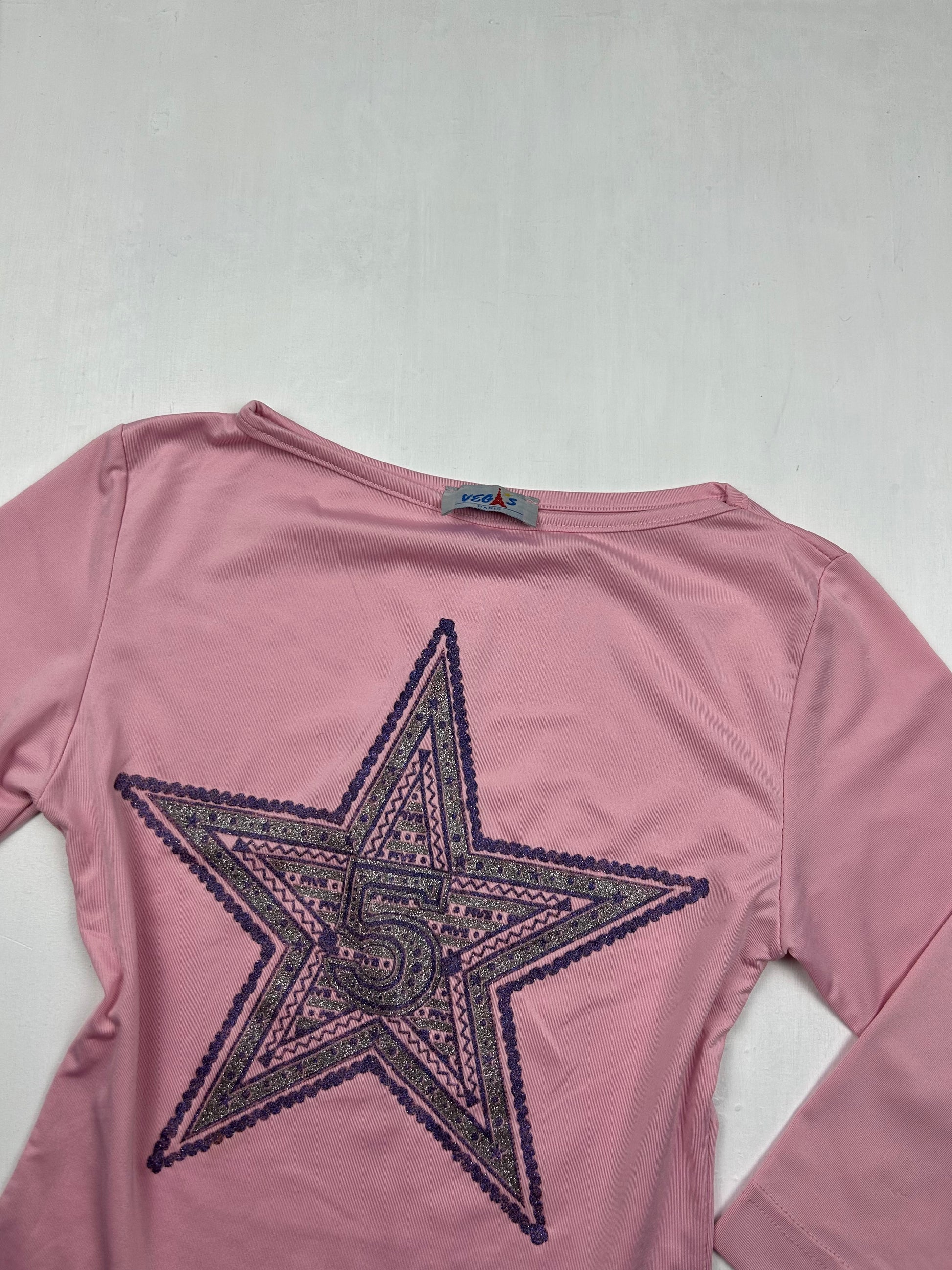 Pink asymmetric long sleeves top (S)