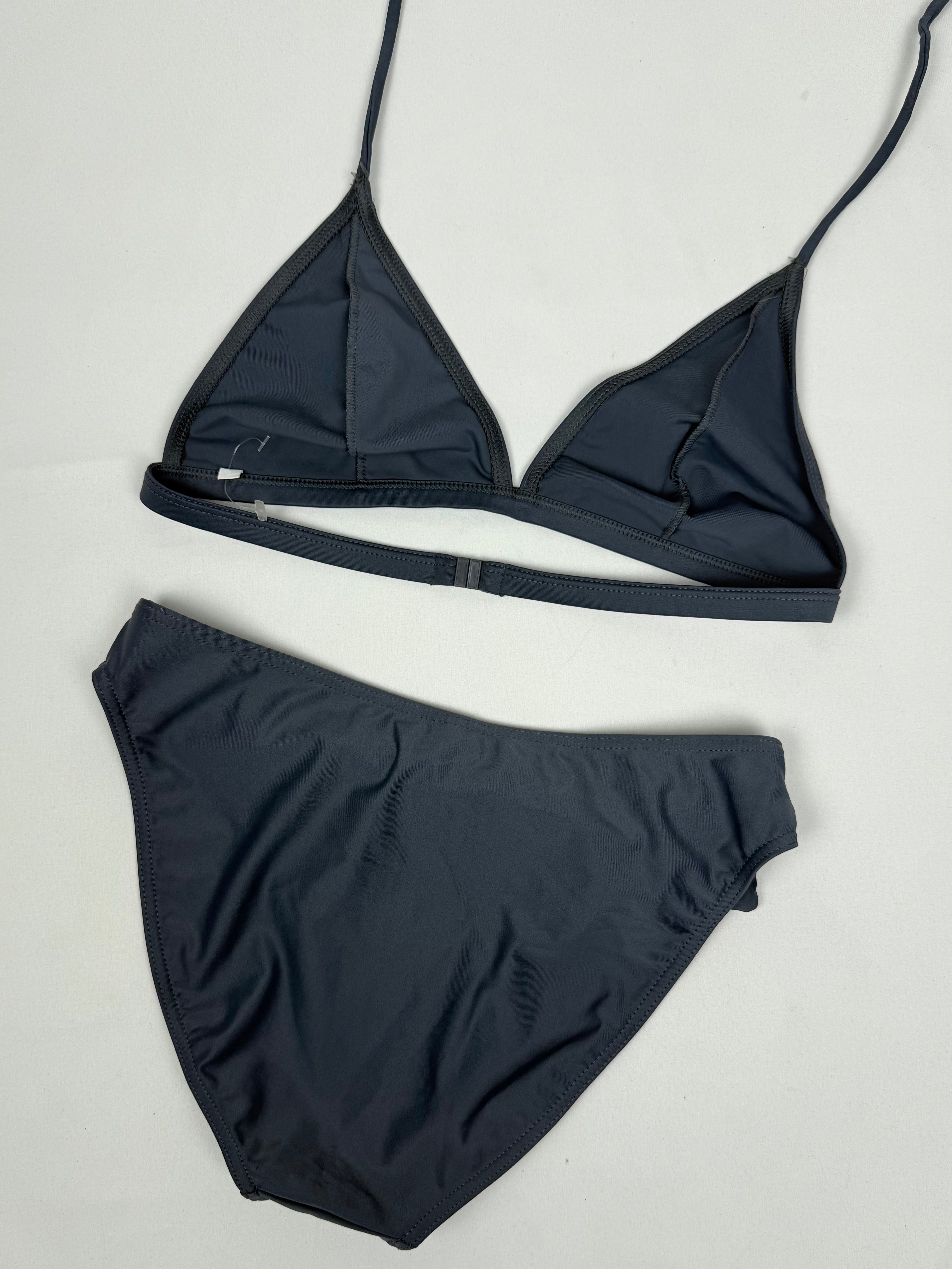 Grey utility low rise belt bikini set (M)