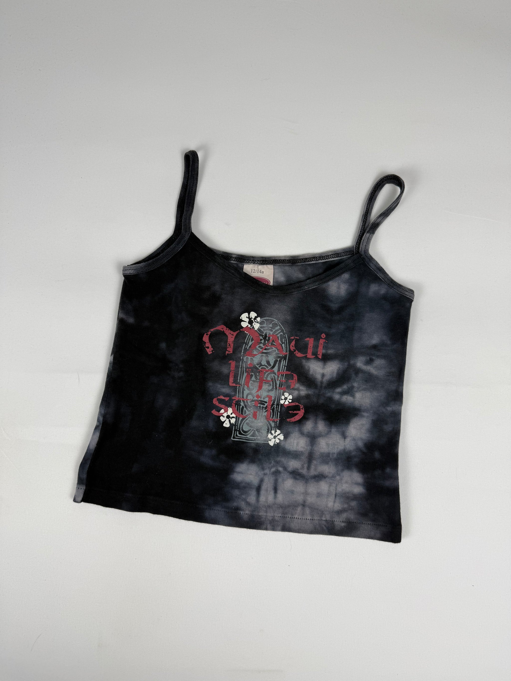 Black graphic cotton top (S)