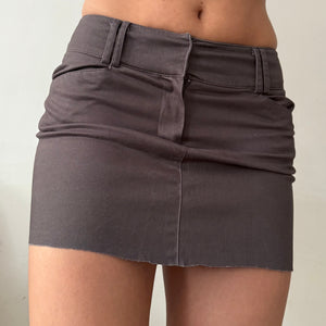 Grey low rise office mini skirt (S)