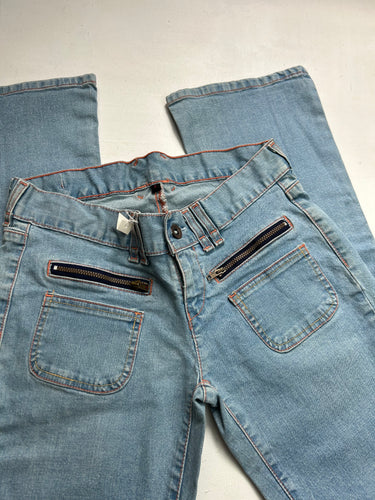 Blue low waist flare bootcut denim pants (XS)