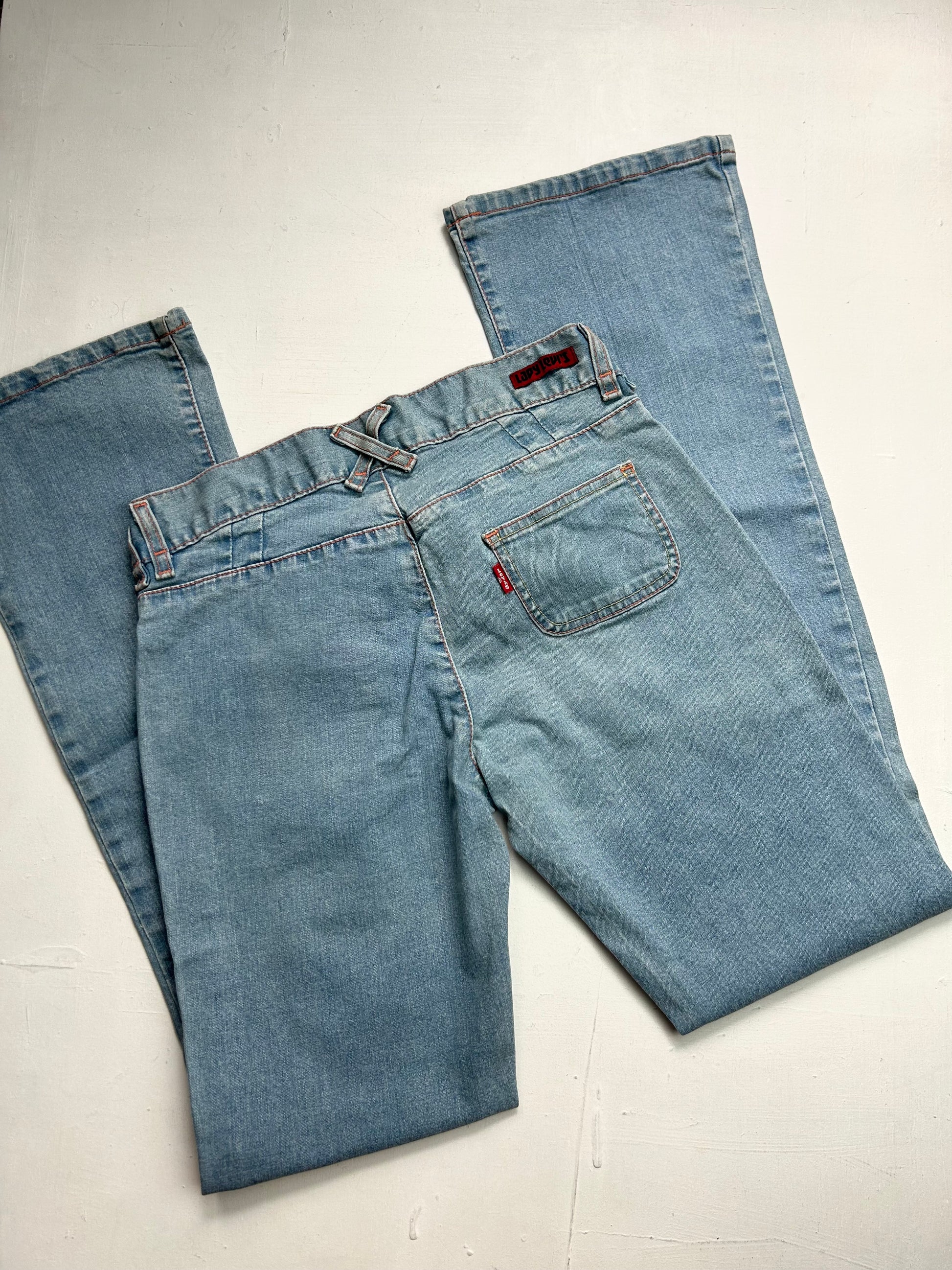 Blue low waist flare bootcut denim pants (XS)