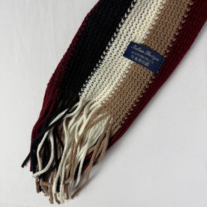 Beige striped knitted winter scarf