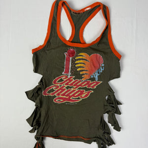 Khaki tight fit glitters cotton tank top (XS)