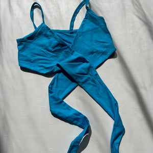 Tie up blue crop cami top 90s y2k vintage (S/M)