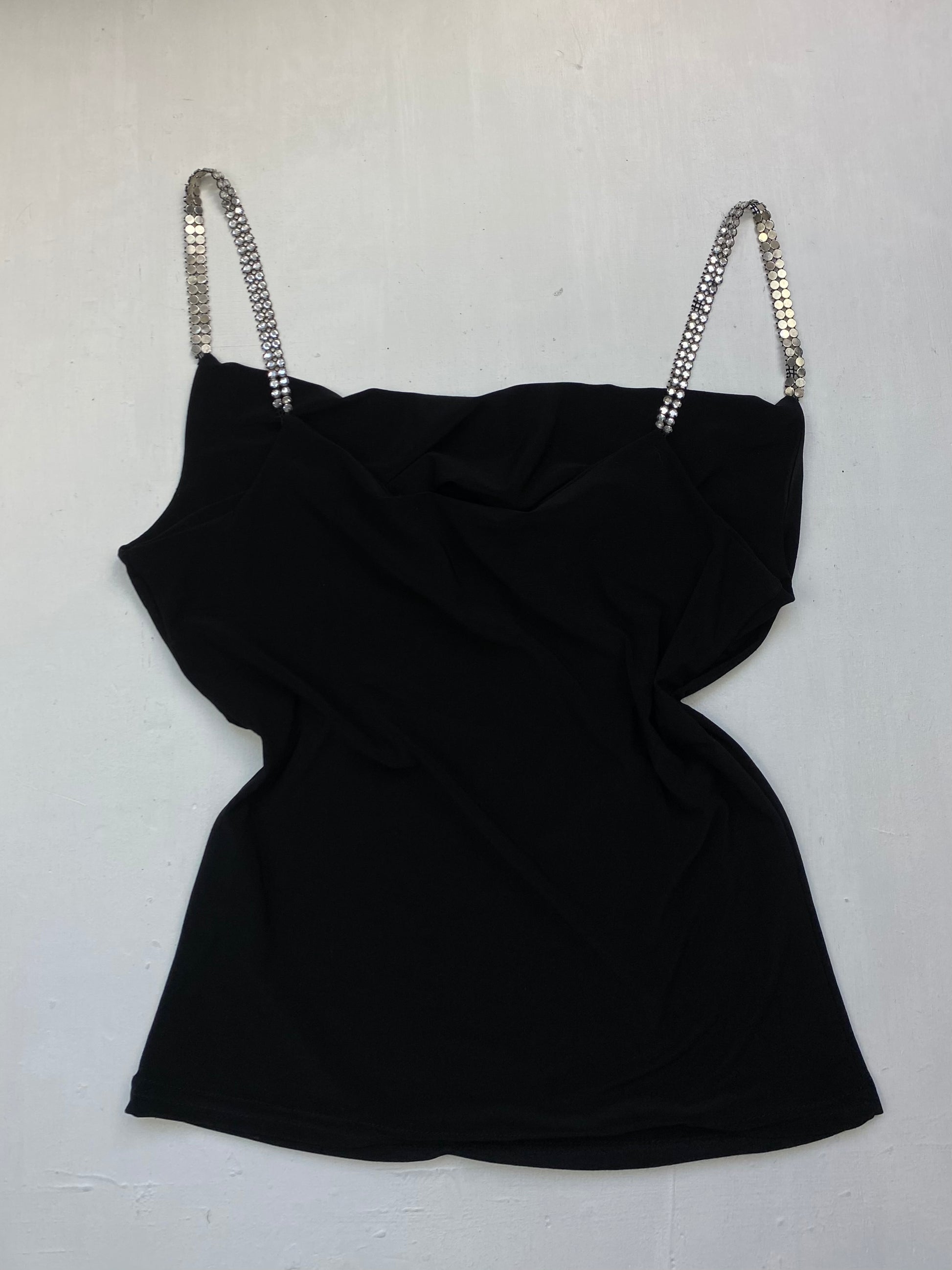 Black rhinestone straps cami top (S/M)
