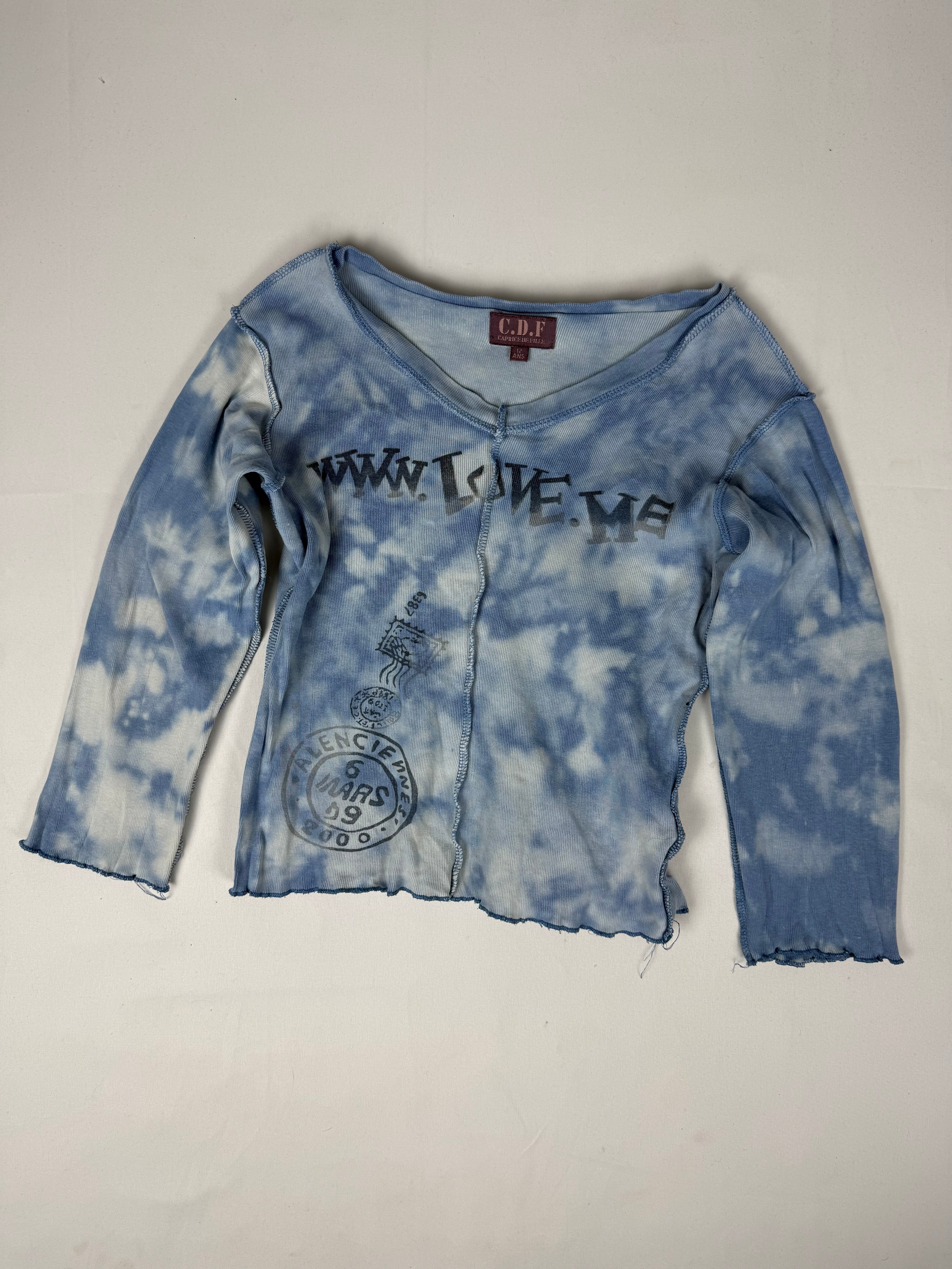 Blue 3/4 long sleeves cotton top (XS/S)