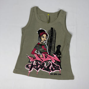 Khaki graphic cotton tank top (S)