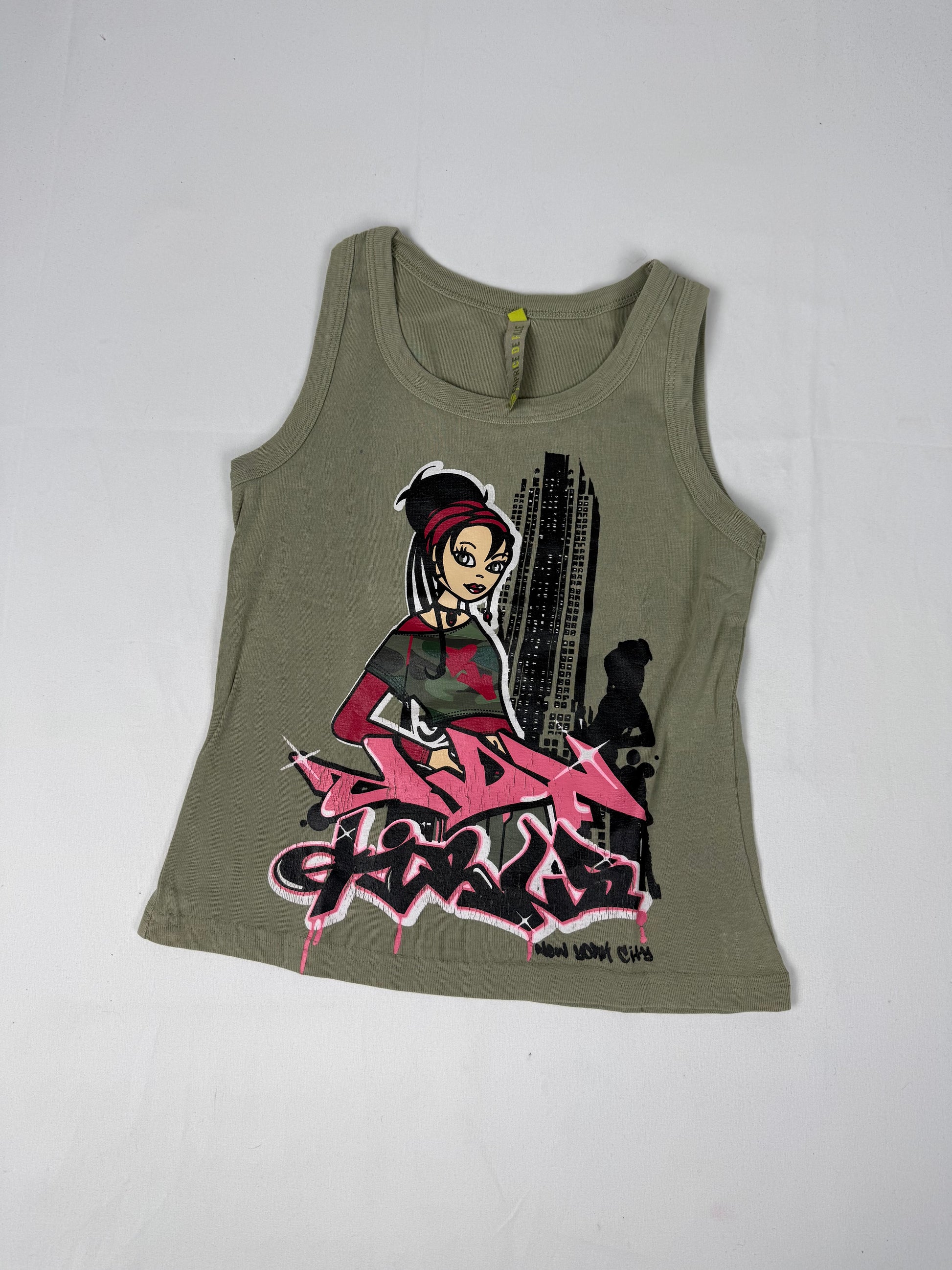 Khaki graphic cotton tank top (S)