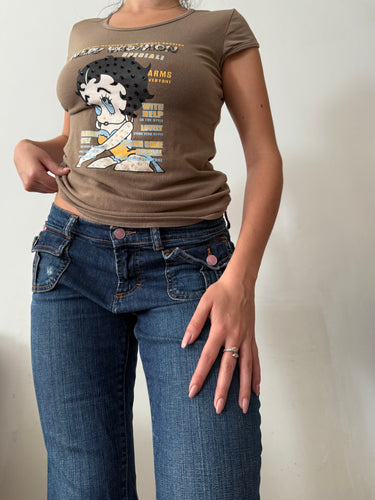 Khaki graphic tee (S/M)