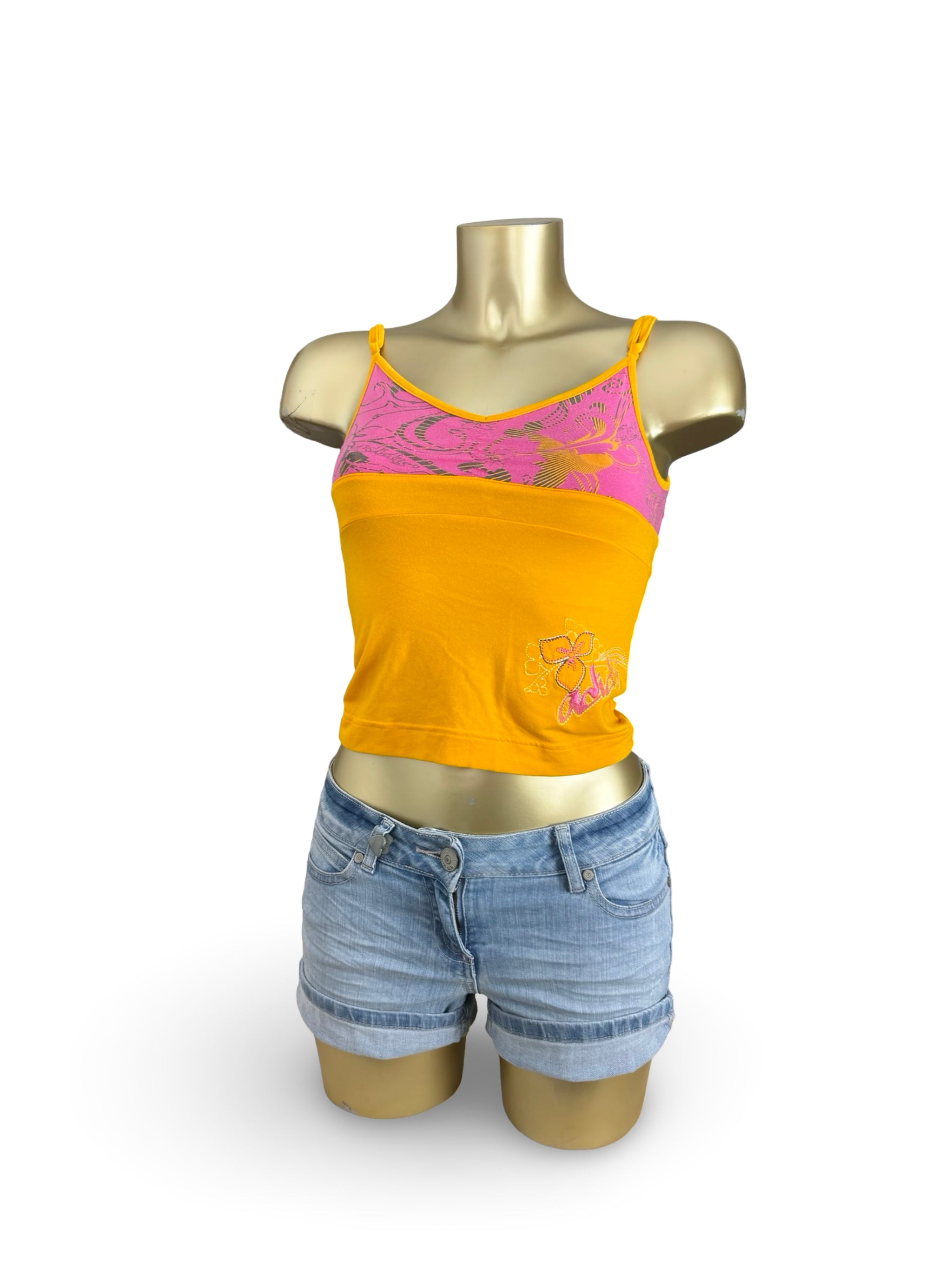 Orange graphic 100% cotton top (XS/S)
