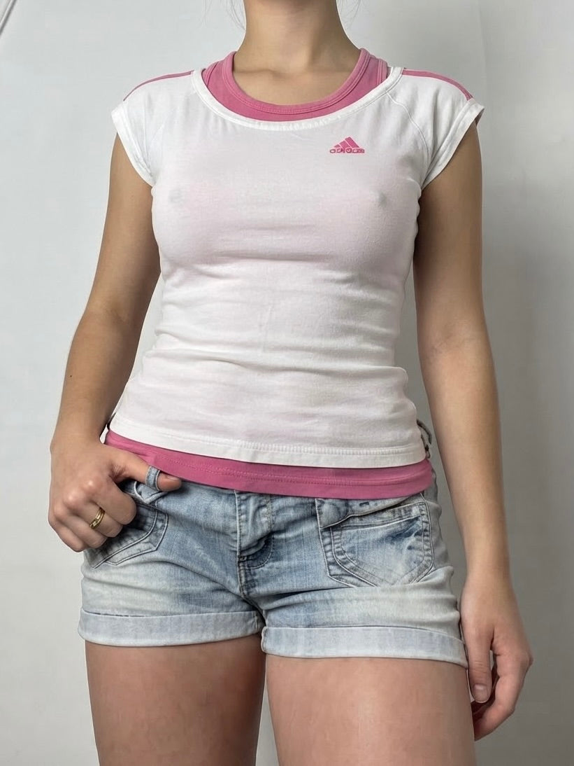 White & pink activewear tee (M)