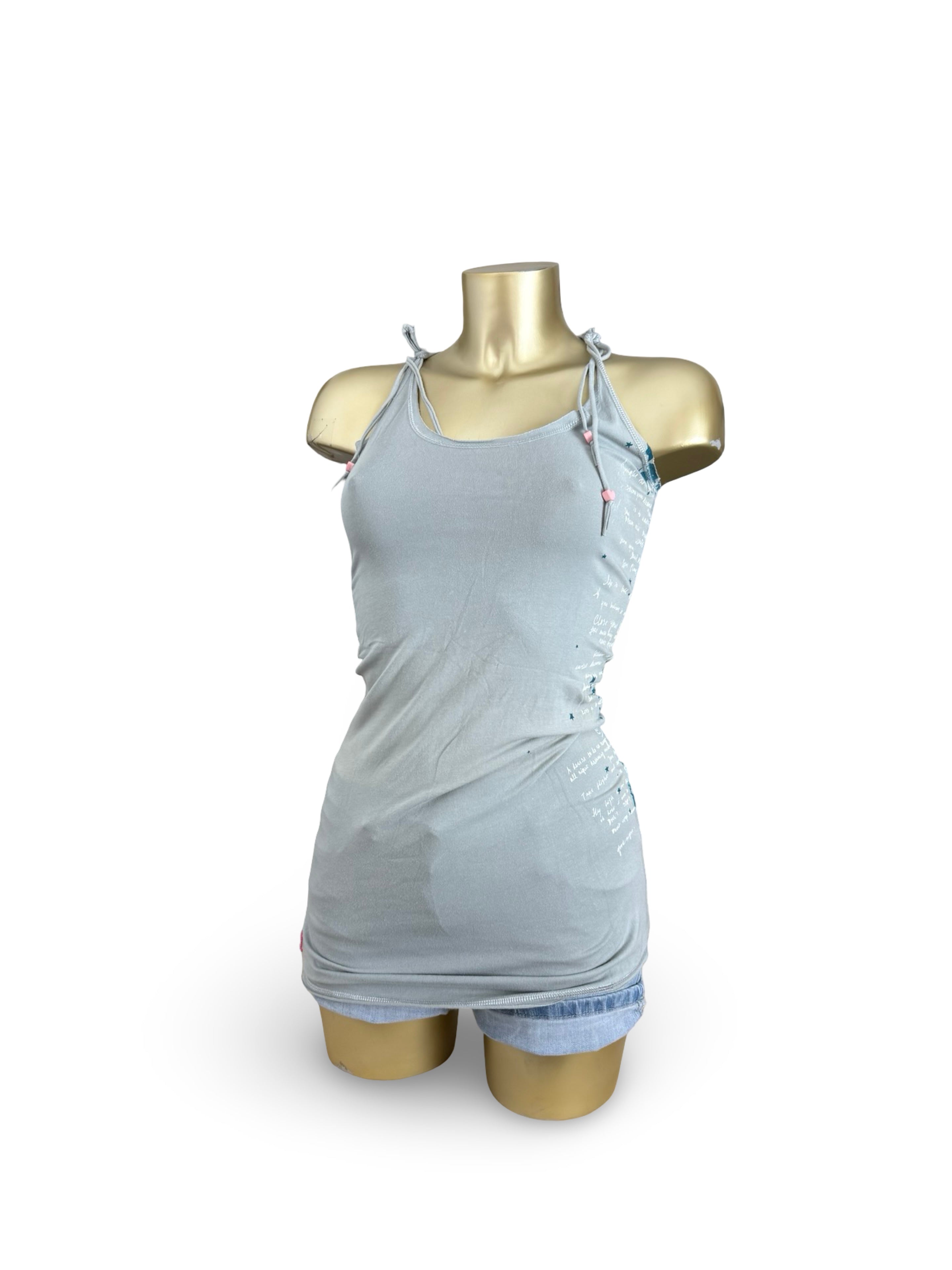 Grey stretchy tie up top (S)