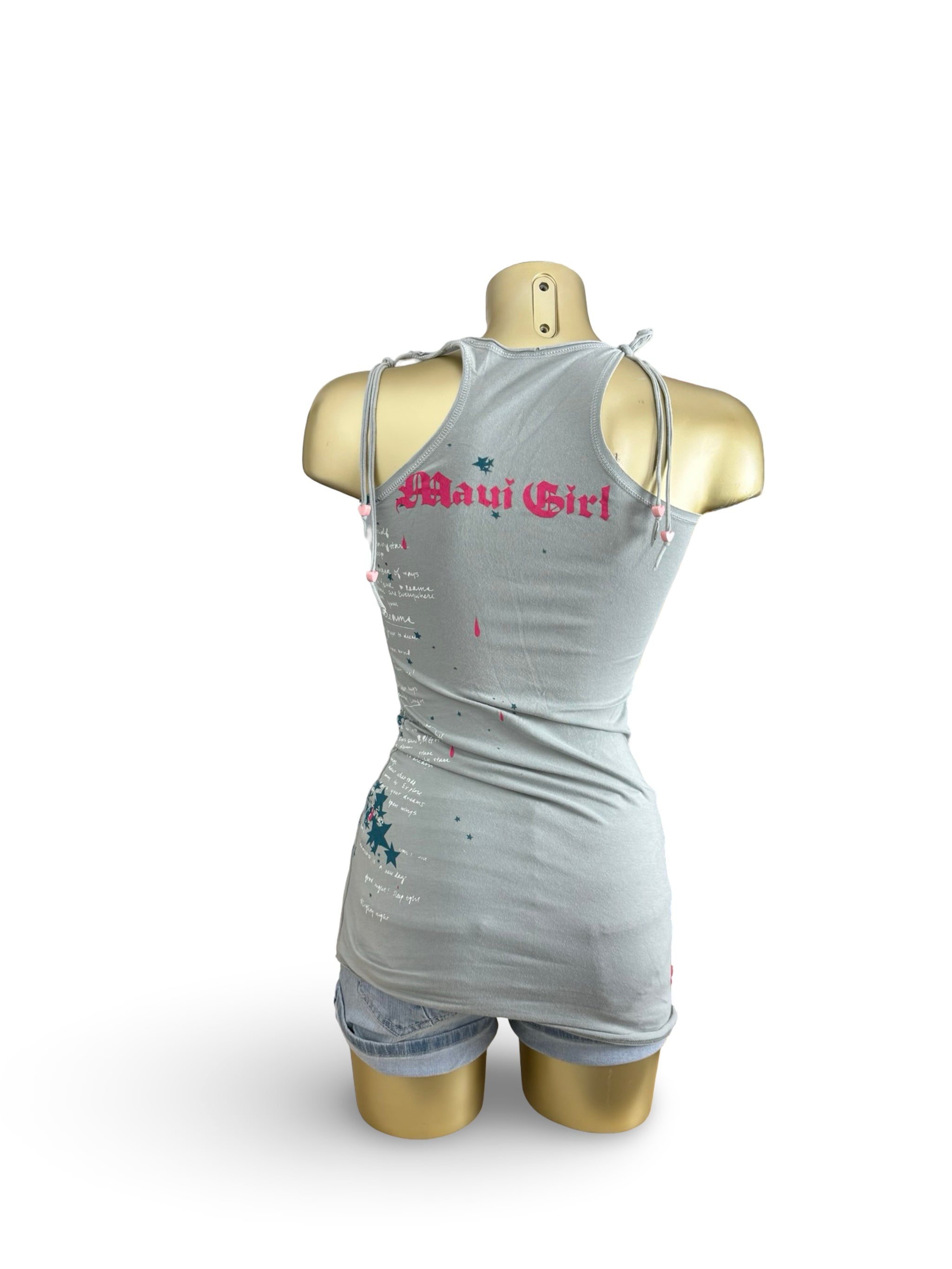 Grey stretchy tie up top (S)