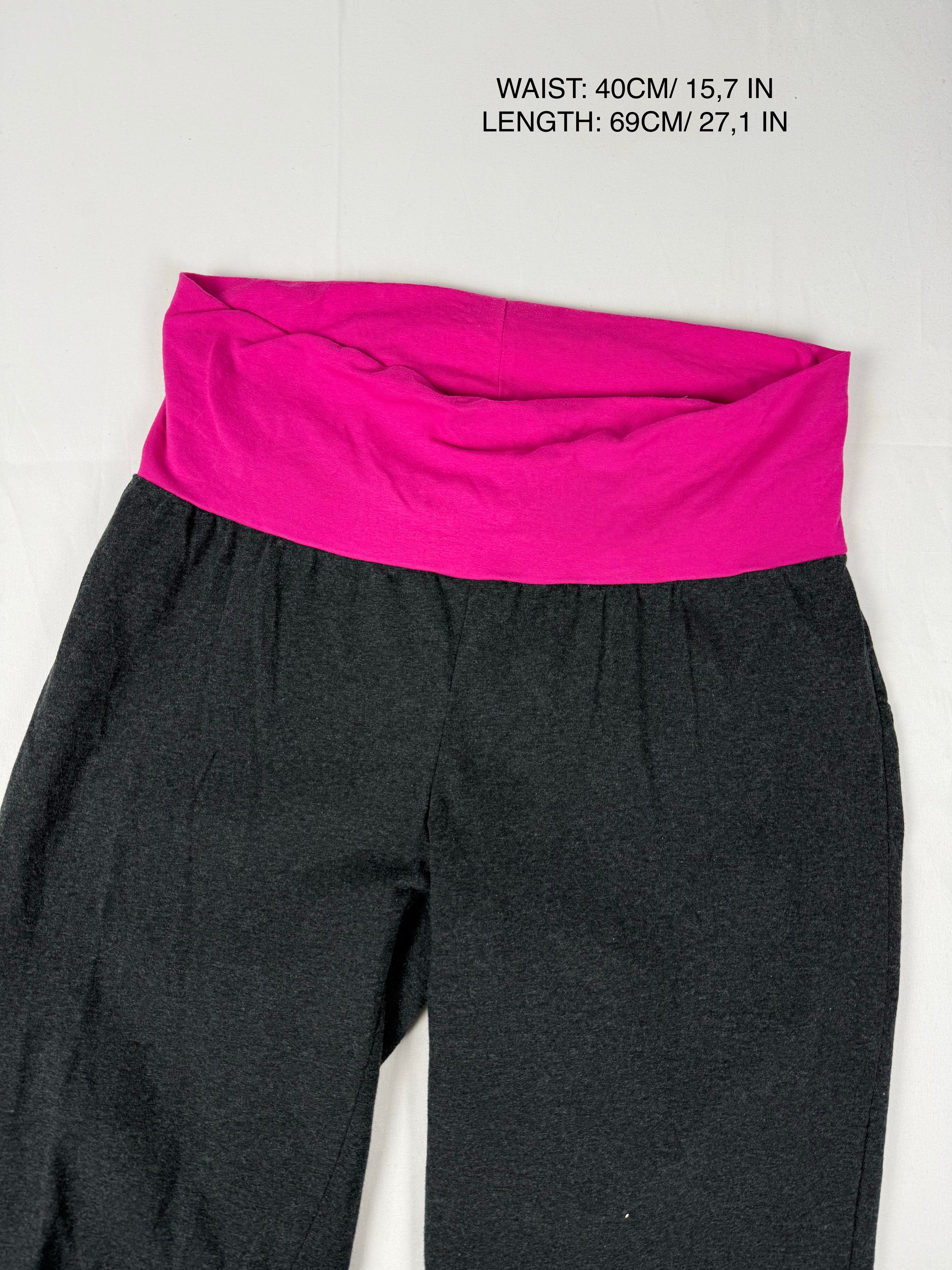 Grey & pink low waist capri joggers pants (L)