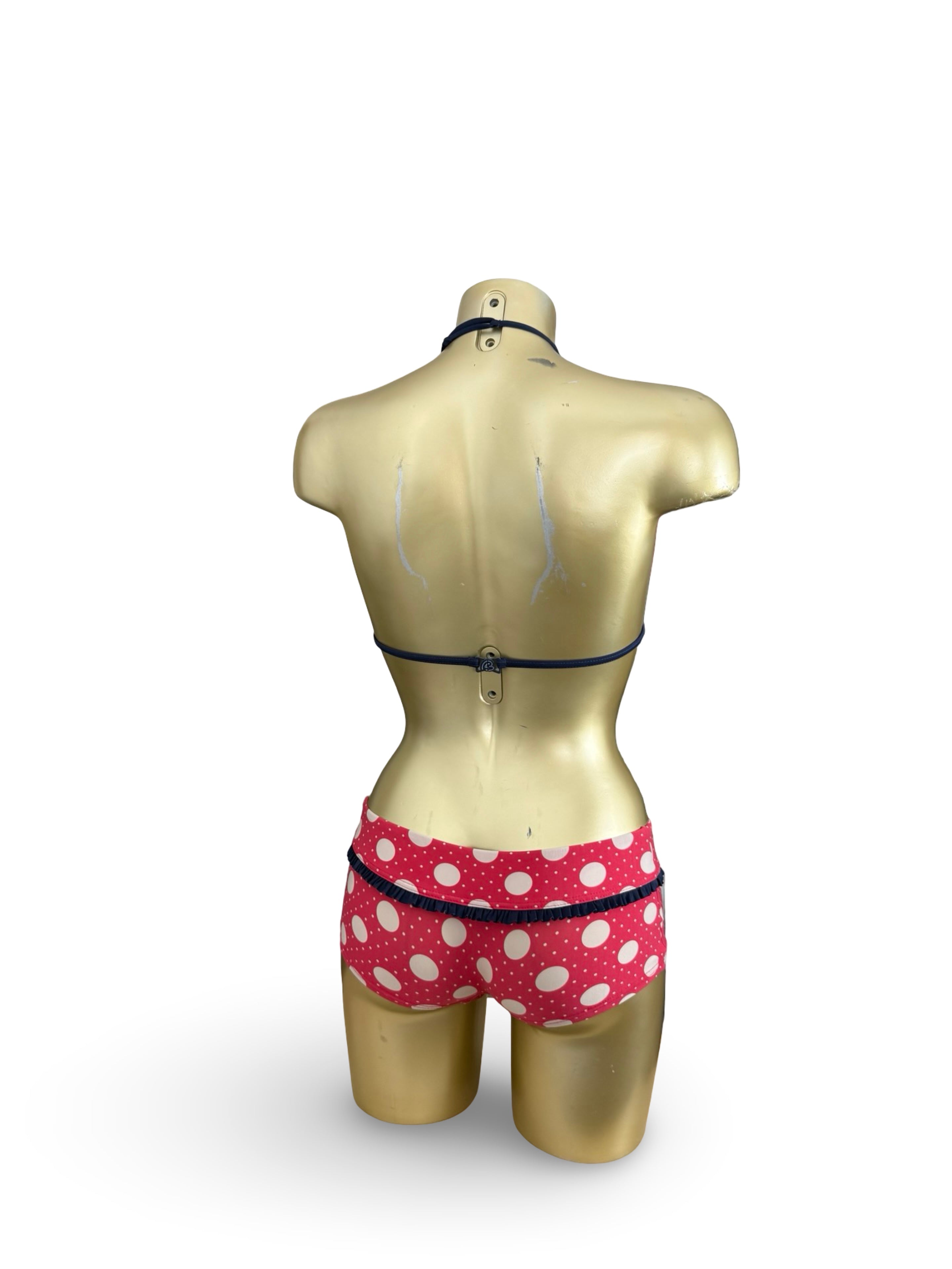 Red polka dots low rise shorty bikini set (XS)
