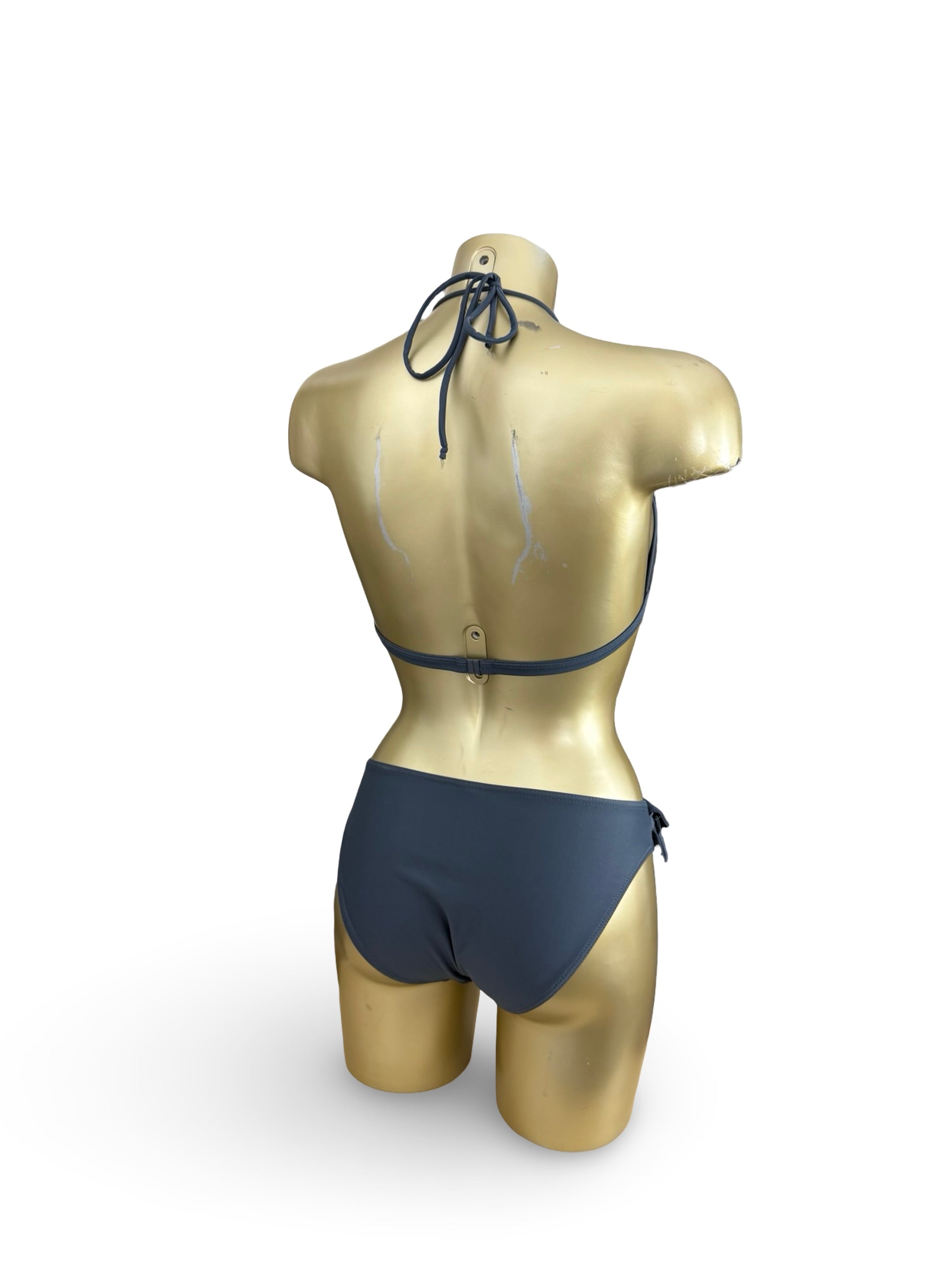 Grey utility low rise belt bikini set (M)