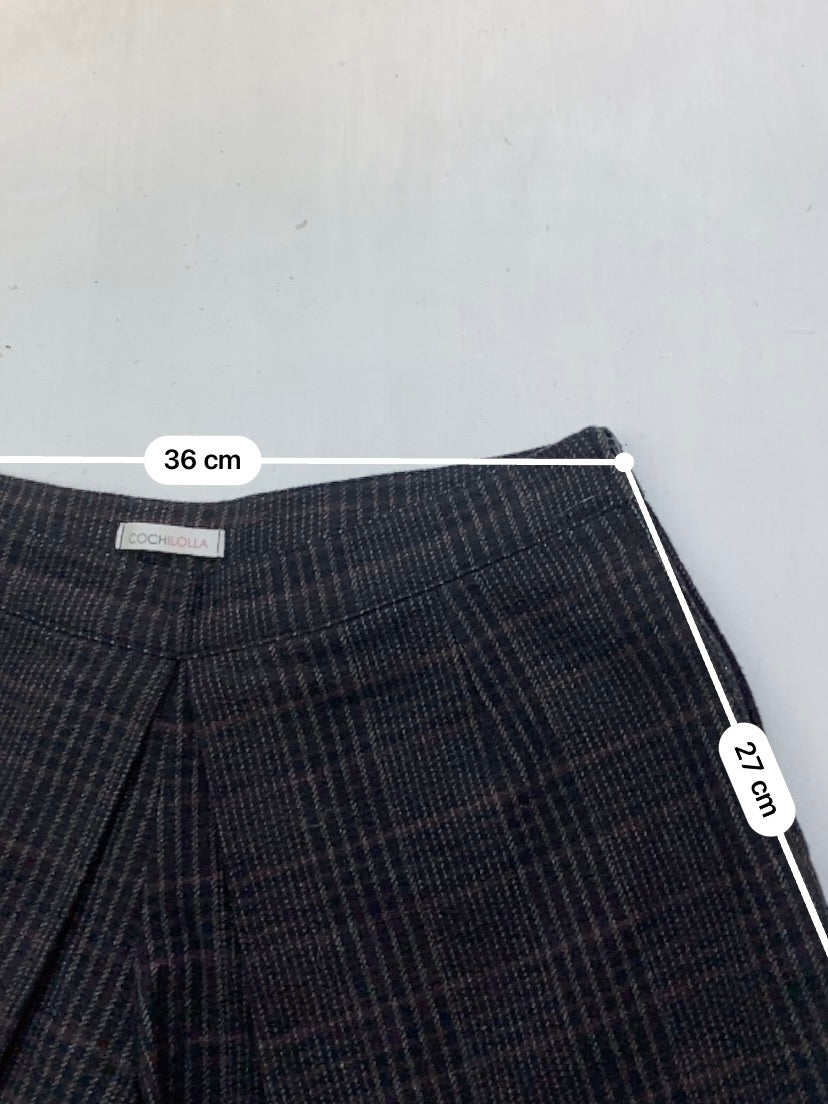 Brown check print office mini skort (S)