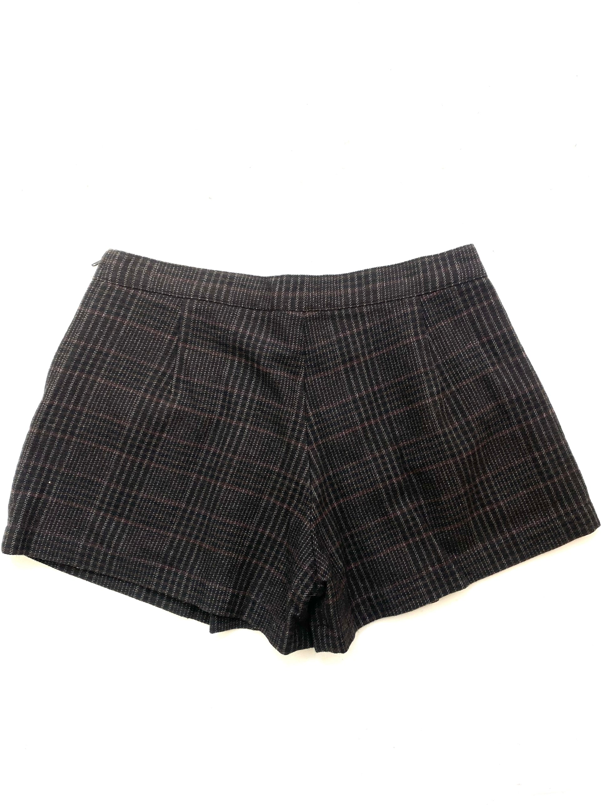 Brown check print office mini skort (S)