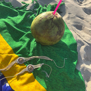 Beige pearls cord boho necklace + bracelet set