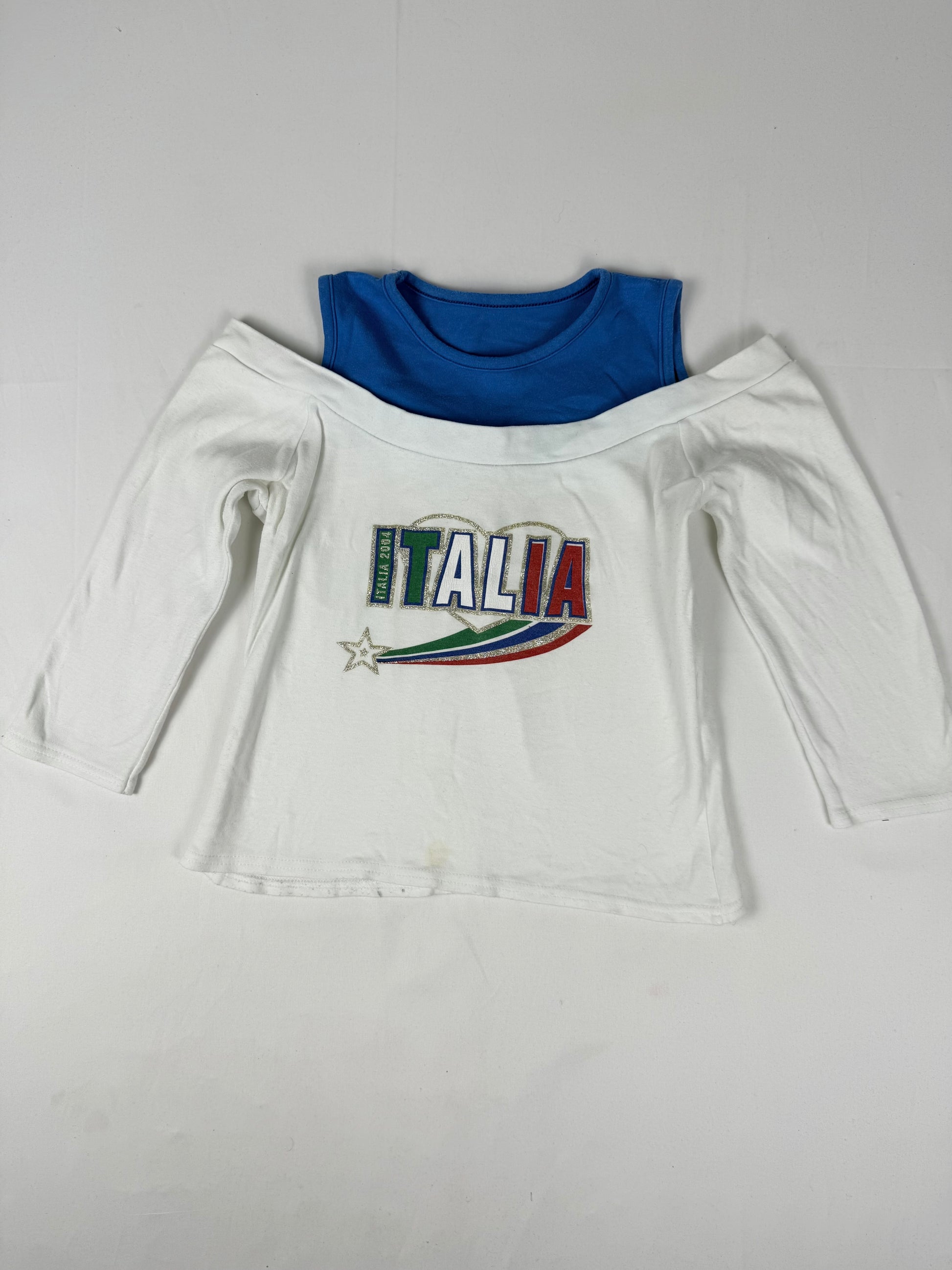 White Italia cotton 2 in 1 long sleeves top (S/M)