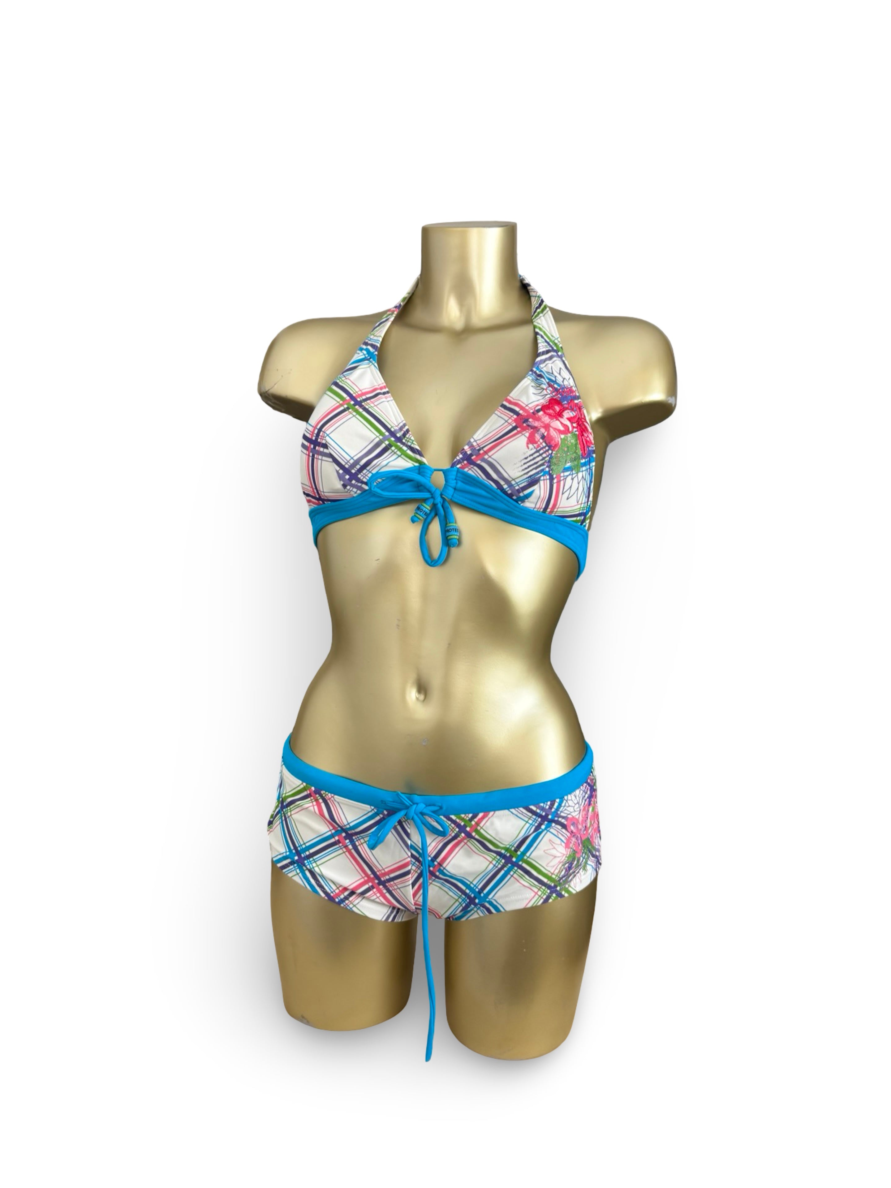 Multicolor check print low rise bikini set (S/M)