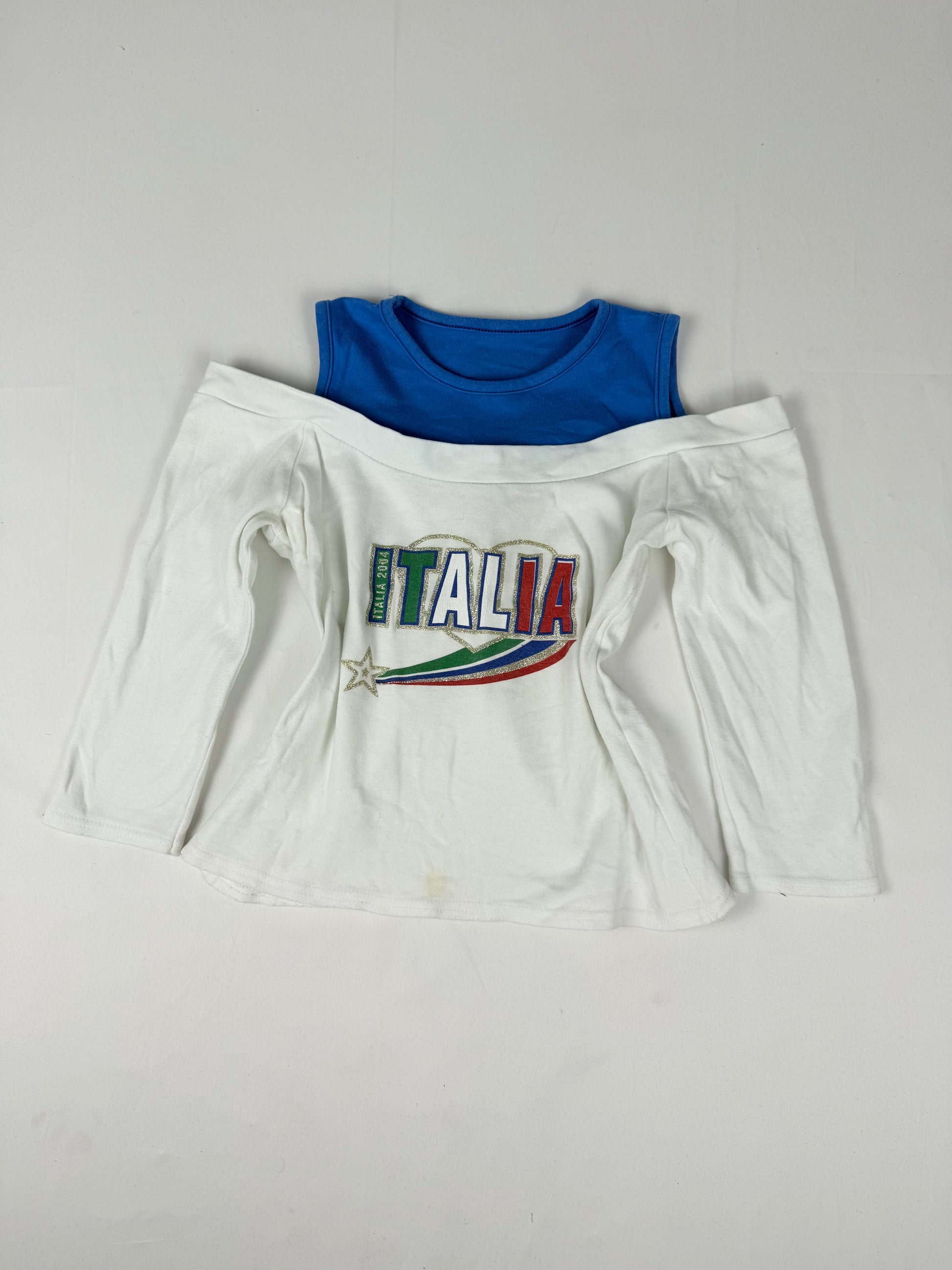 White Italia cotton 2 in 1 long sleeves top (S/M)