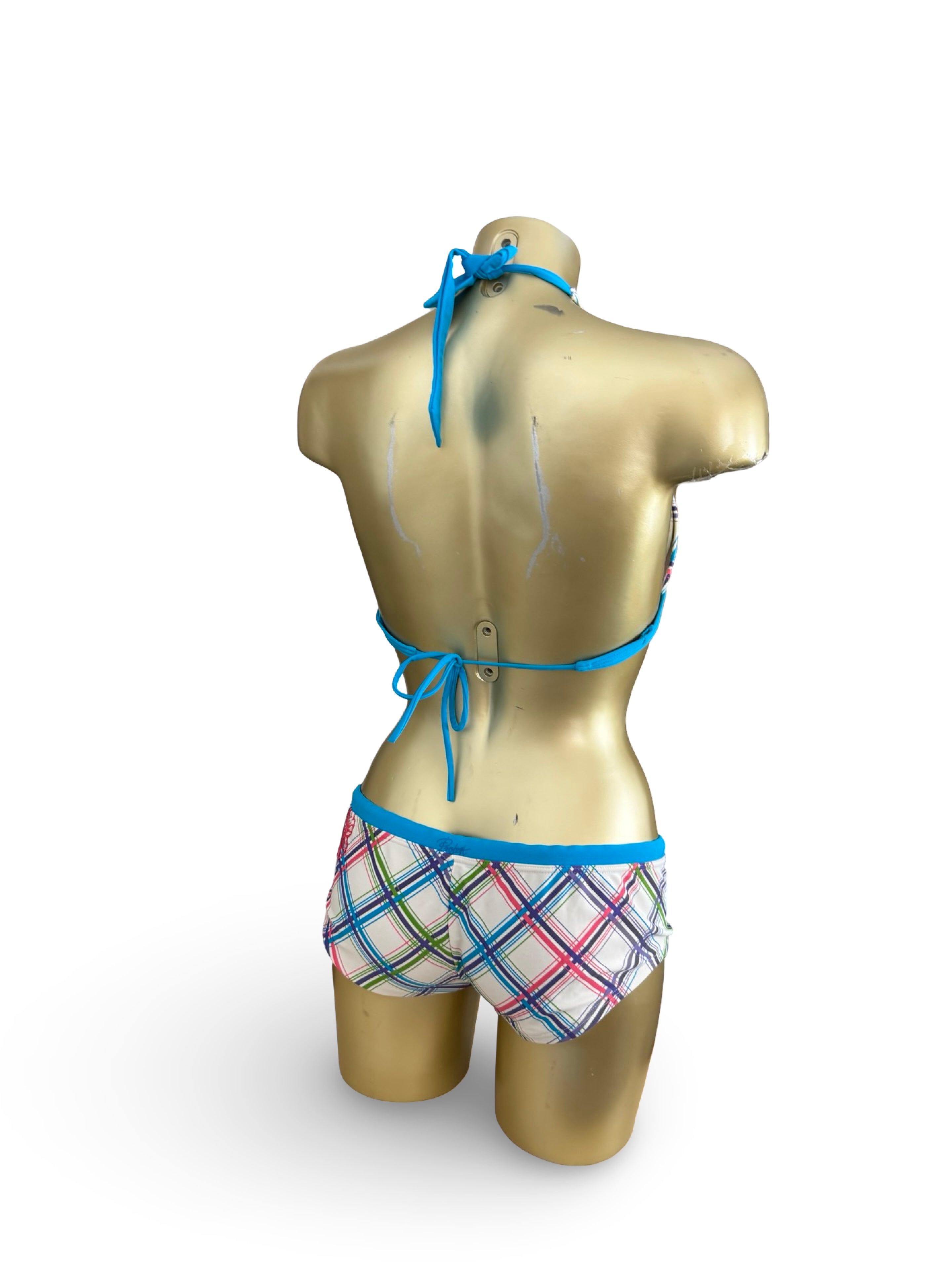Multicolor check print low rise bikini set (S/M)