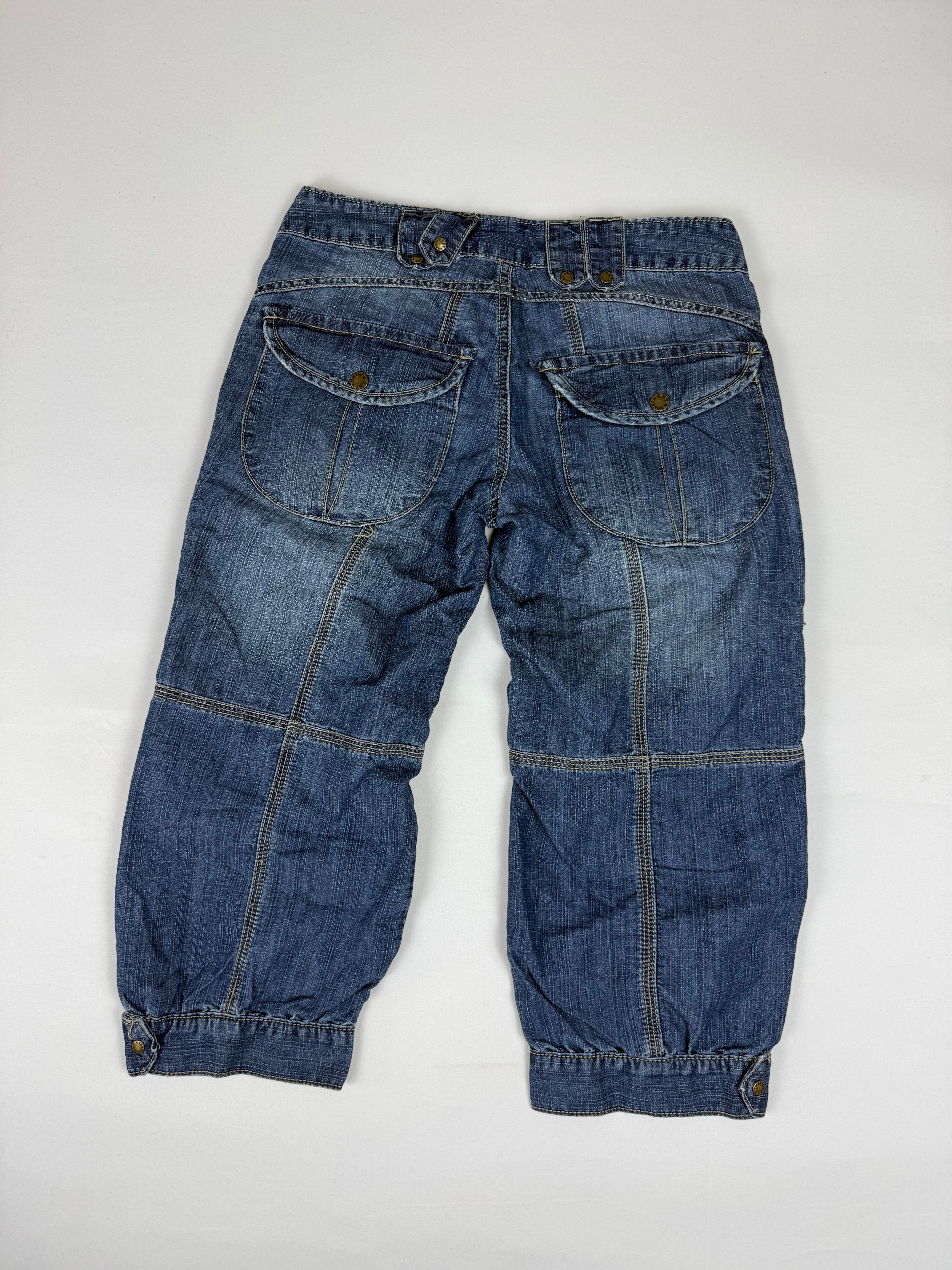 Blue denim baggy capri pants (XS)