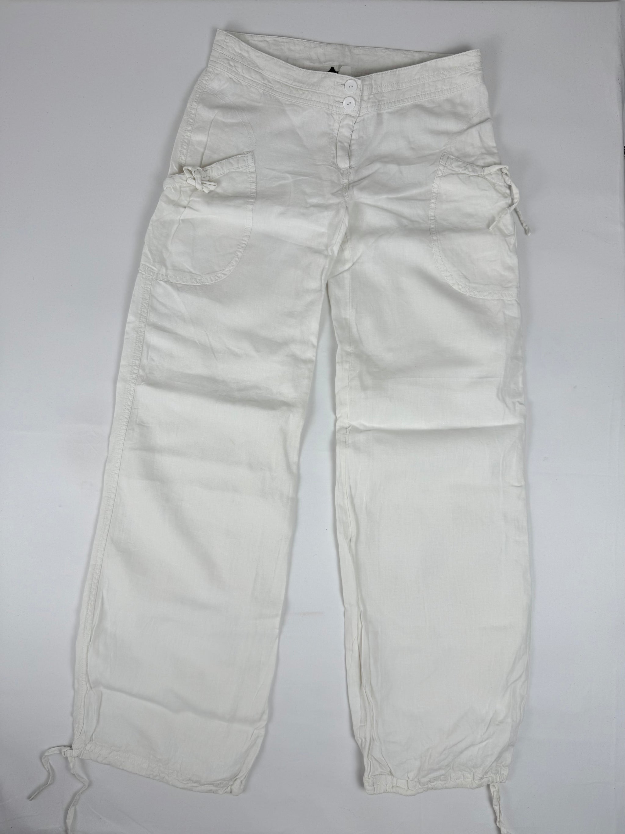 White linen baggy pants (M)