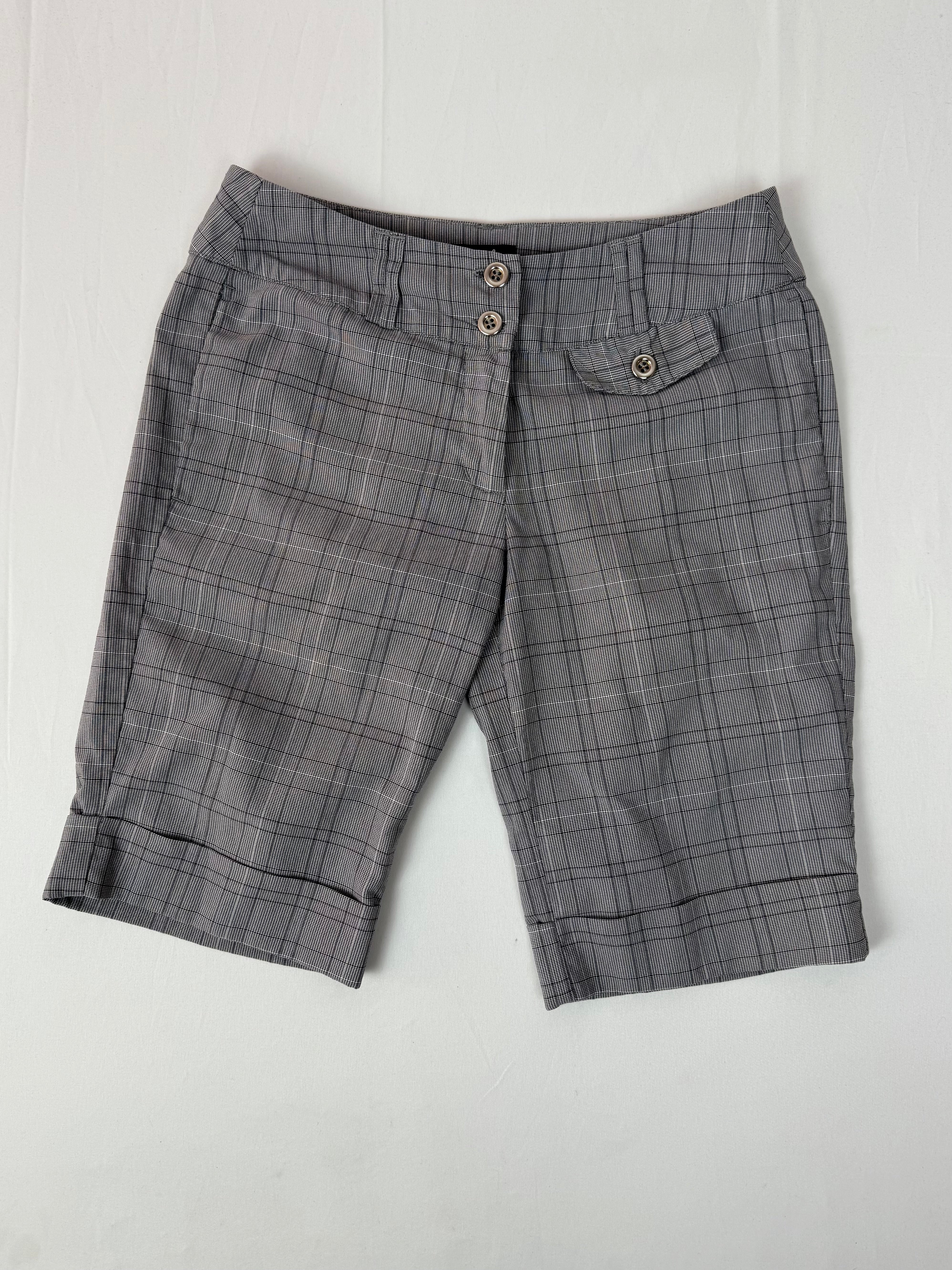Grey check print low rise mid short (S)