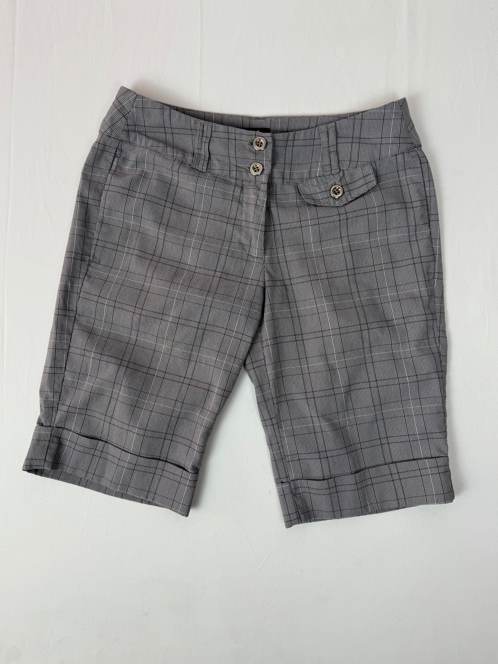 Grey check print low rise mid short (S)