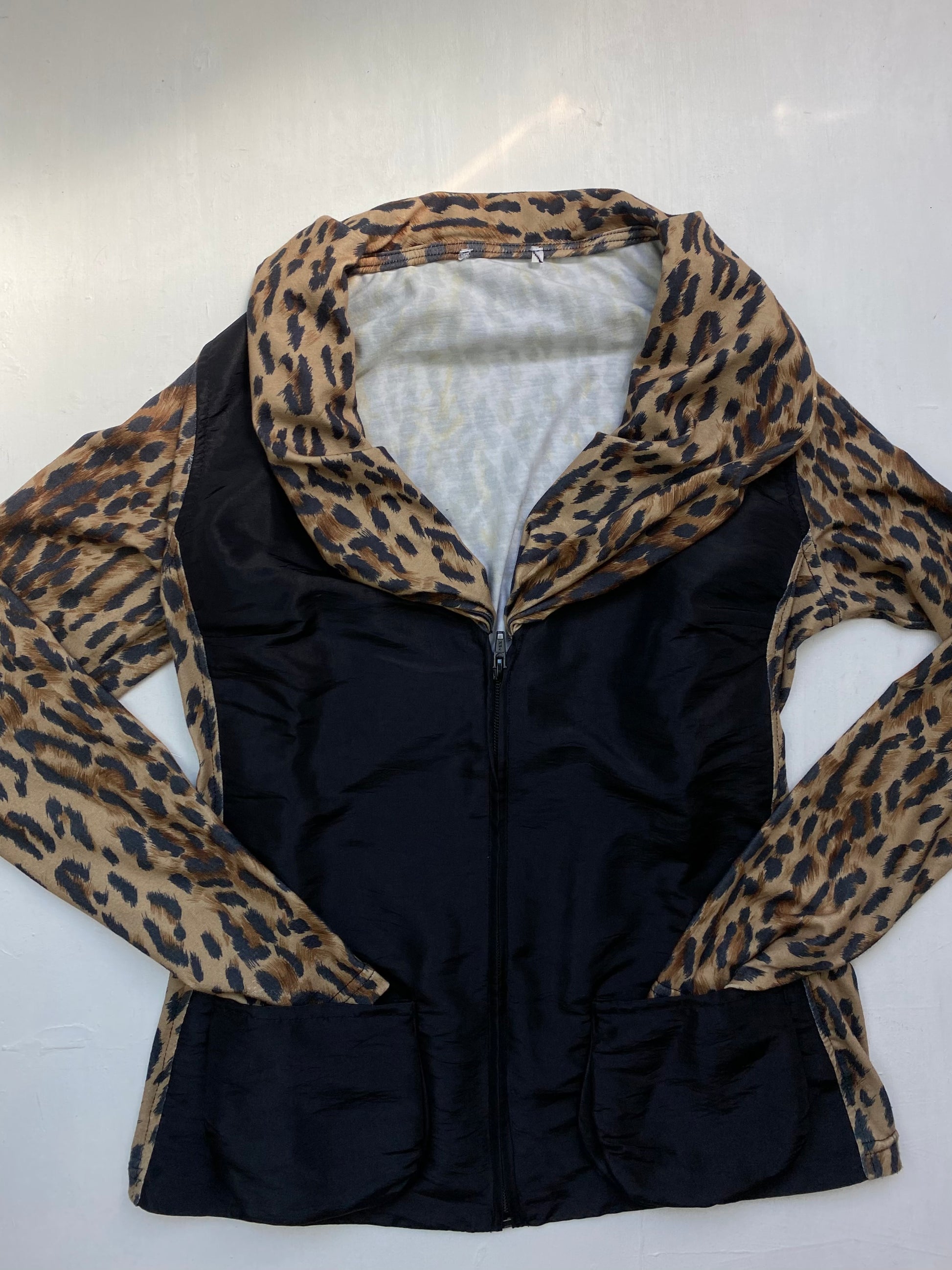 Panther print zip up office jacket (S/M)