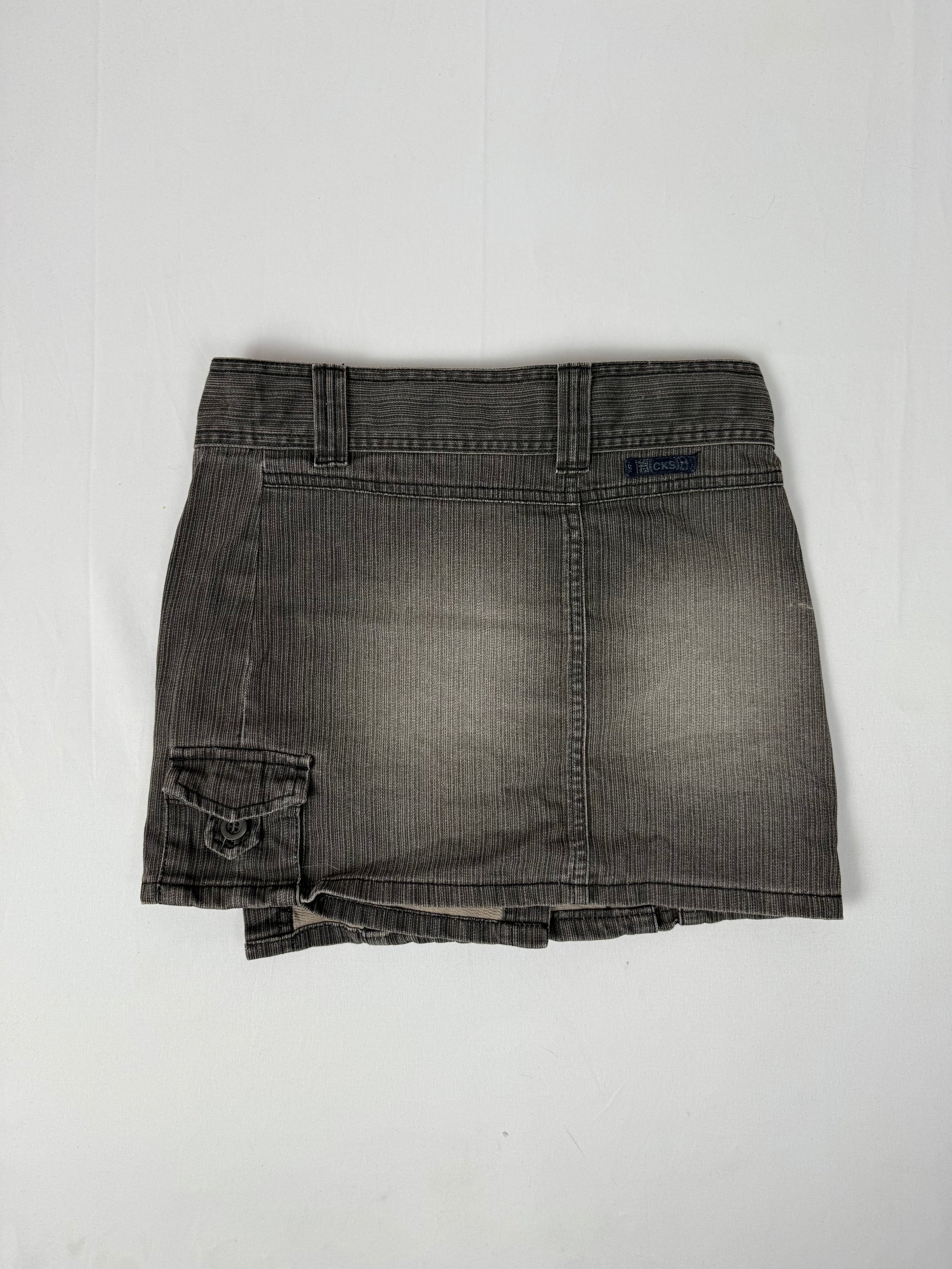 Grey denim low rise mini skirt (XS)