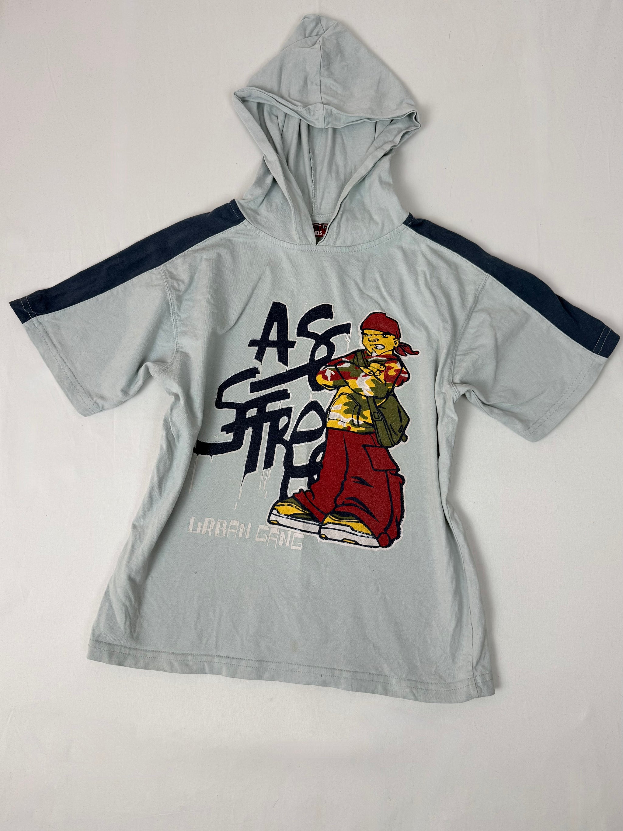 Grey hooded 100% cotton tee (S/M)