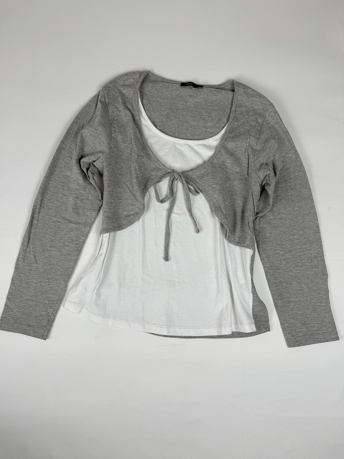 Grey 2 in 1 bolero long sleeves top (XL)