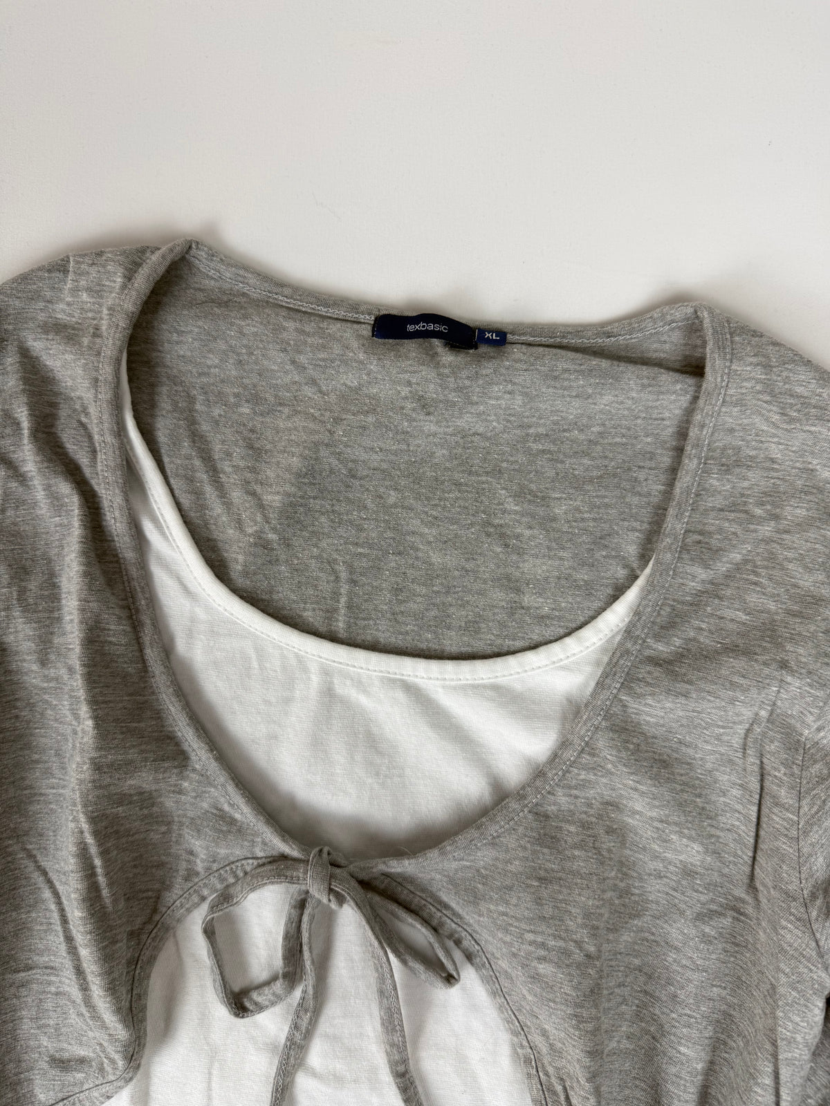 Grey 2 in 1 bolero long sleeves top (XL)