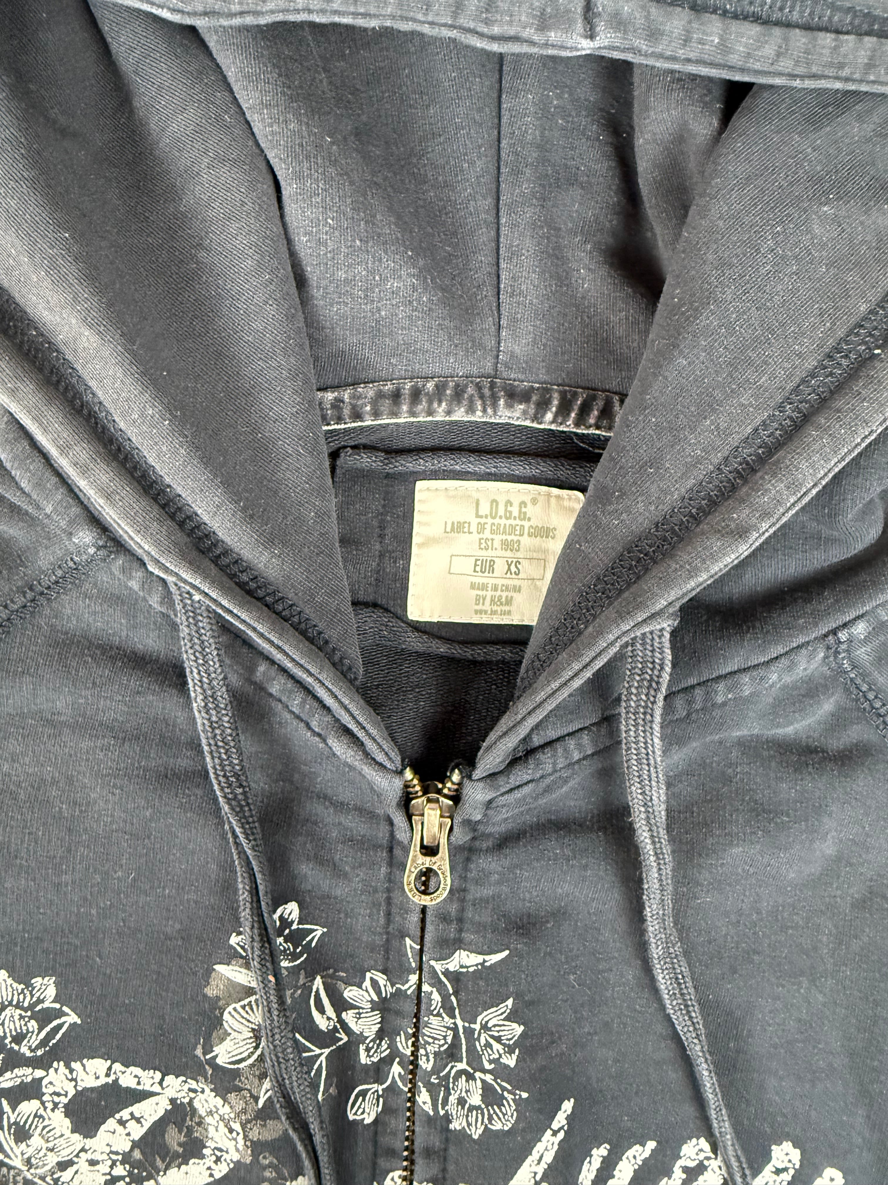 Black logo cotton hoodie (XS)