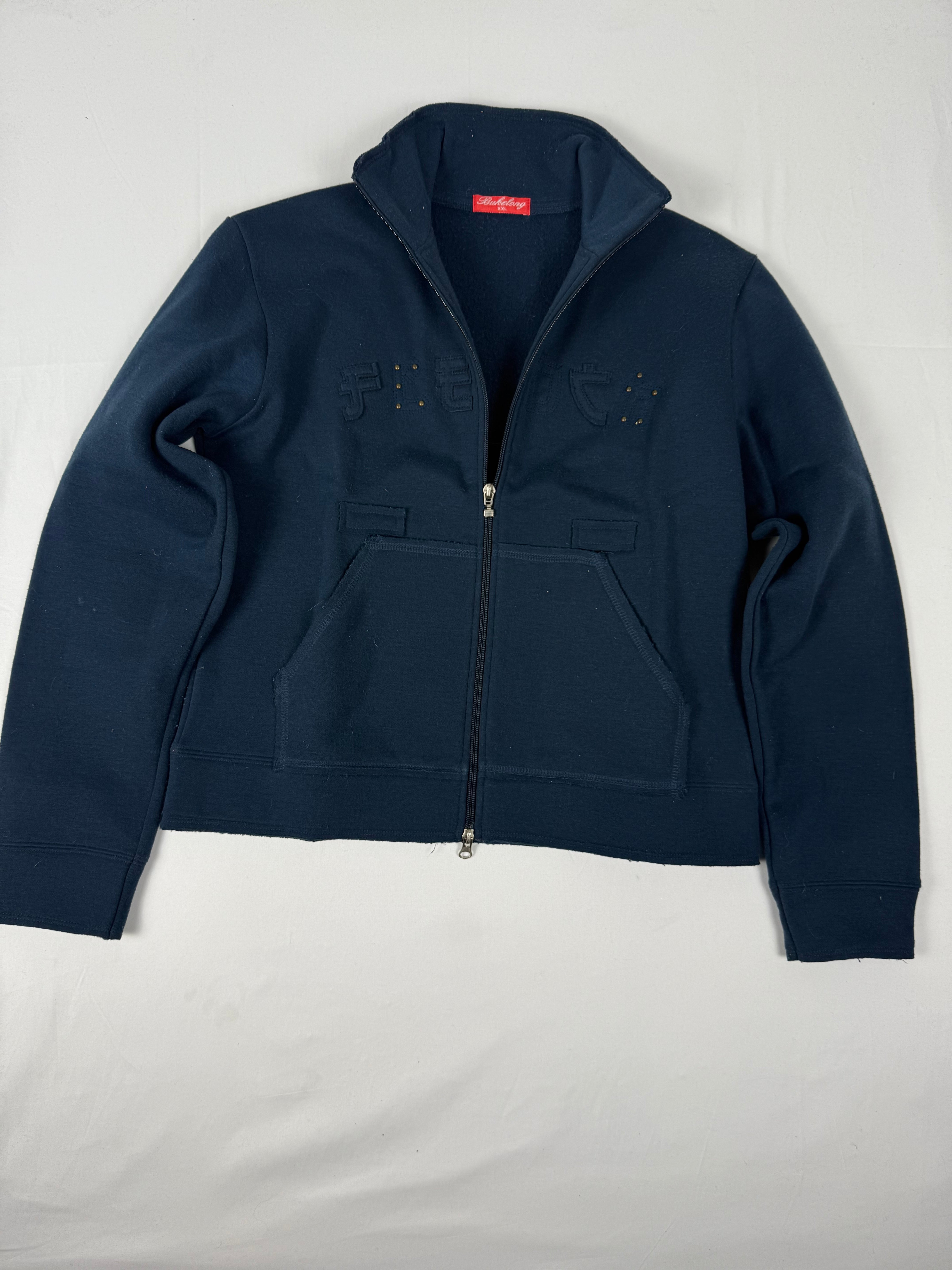 Navy zip up cotton sweatshirt  (M/L)