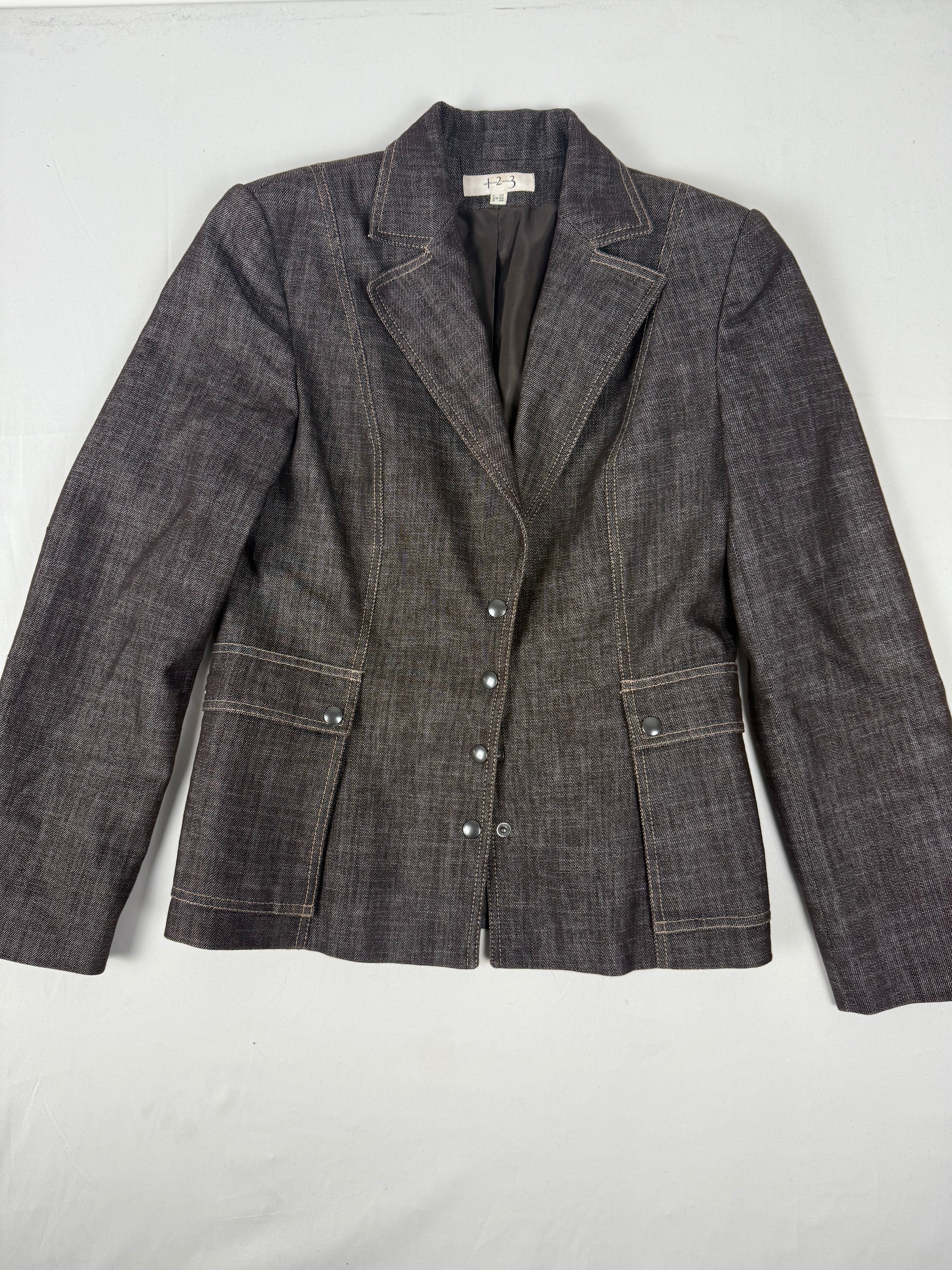 Brown denim office siren blazer jacket (L)