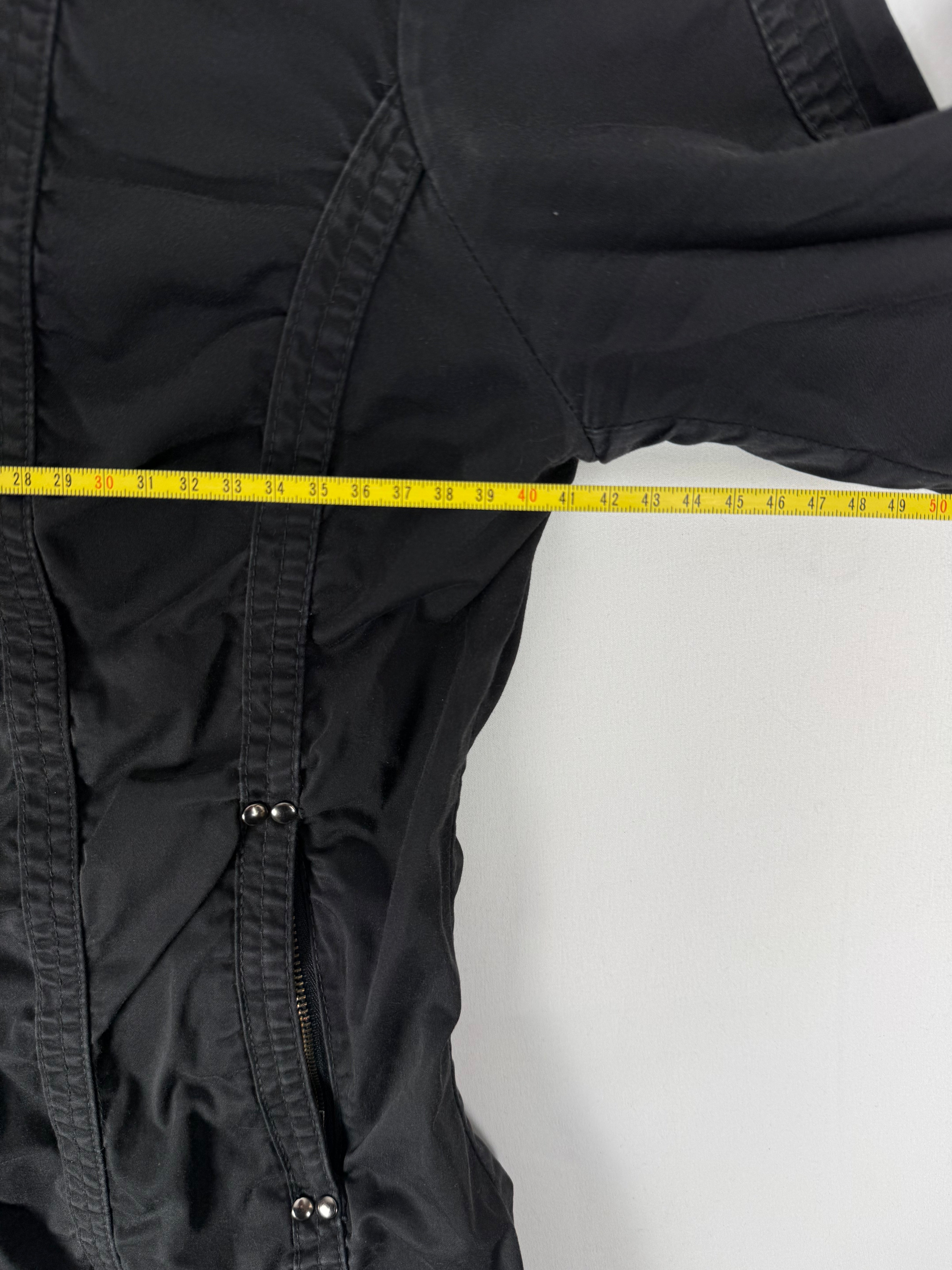 Black ruched zip up biker jacket (M)