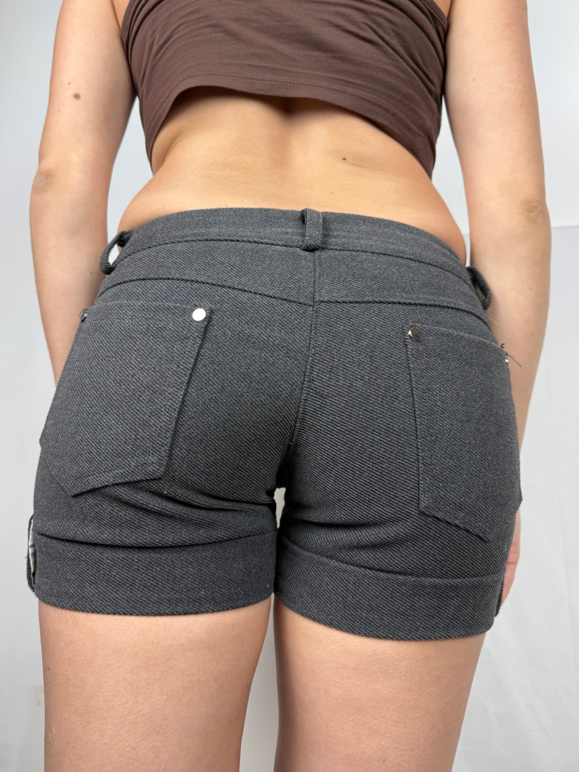 Grey wool low rise mini short (S/M)